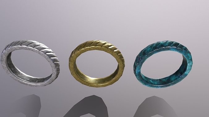 Ring 7 three rings Low-poly 3D model