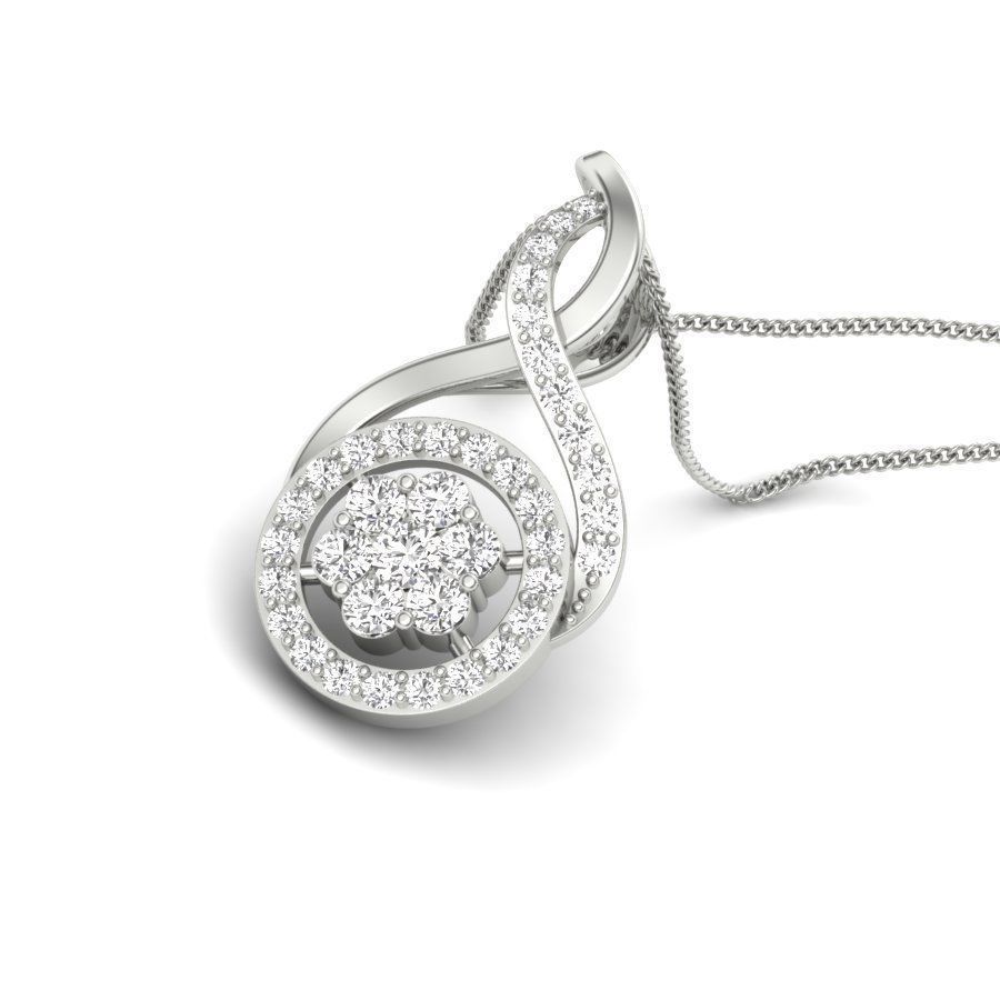 pendant diamond gold 3D print model_2