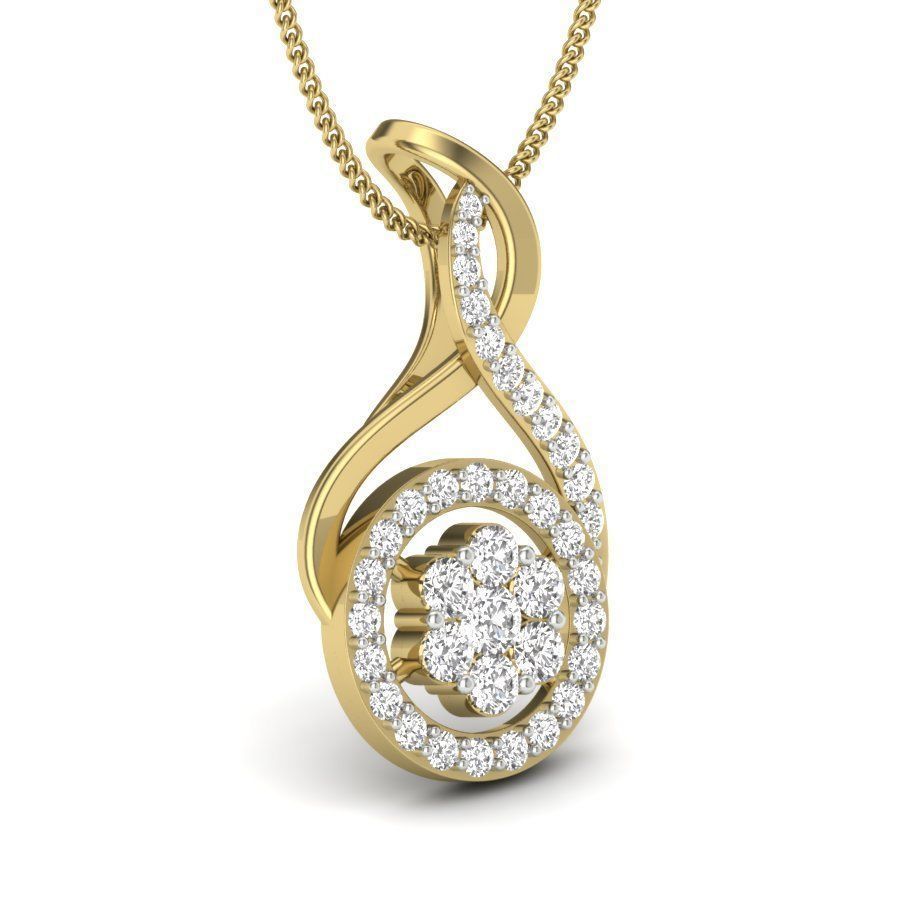 pendant diamond gold 3D print model_1