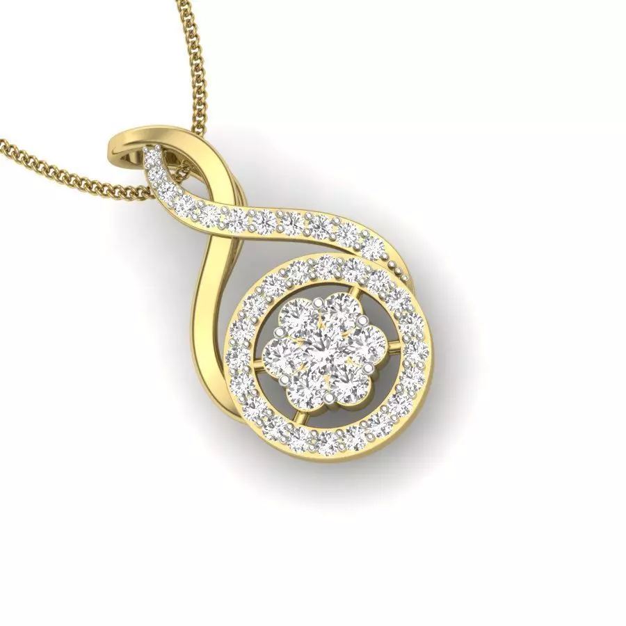 pendant diamond gold 3D print model_0