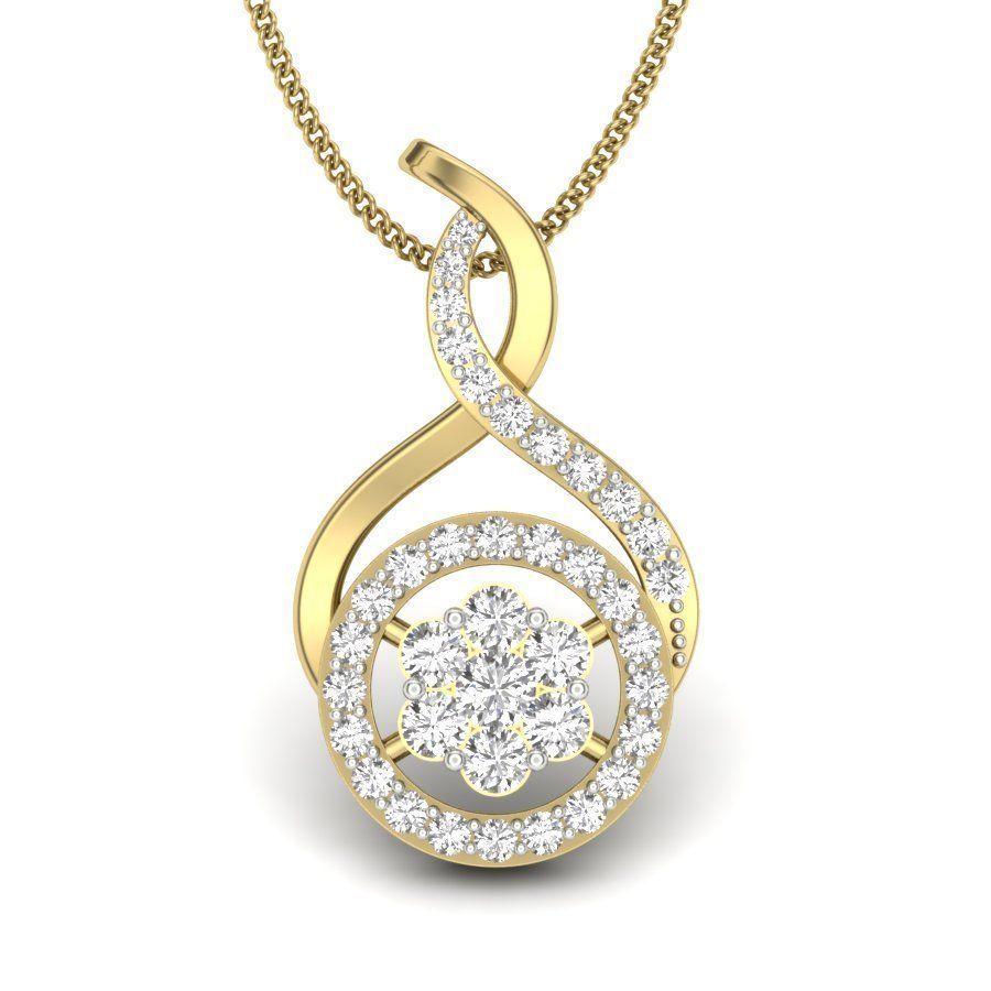 pendant diamond gold 3D print model_4