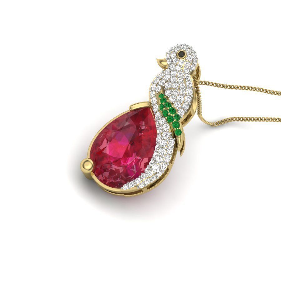 UNISEX Pear Stone PENDANT 3D print model_6