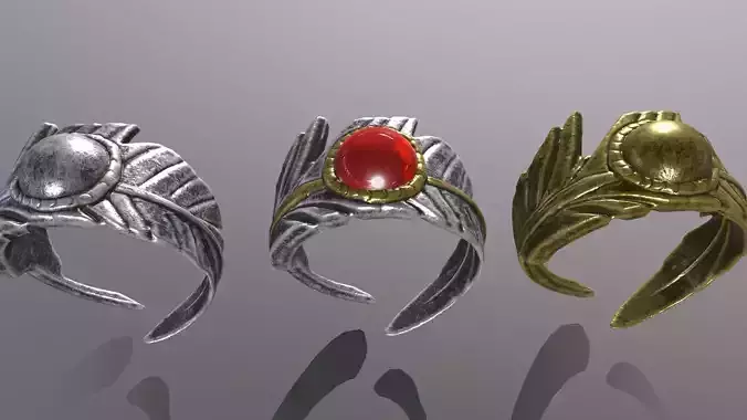 Ring 8 three rings with stone in middle