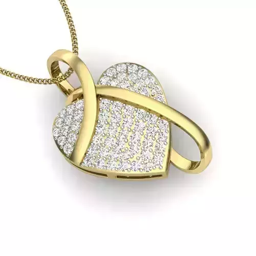 Women Heart pendant 3dm render detail 