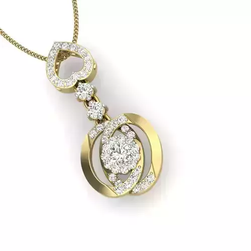 Pendant 3dm render detail diamond gold