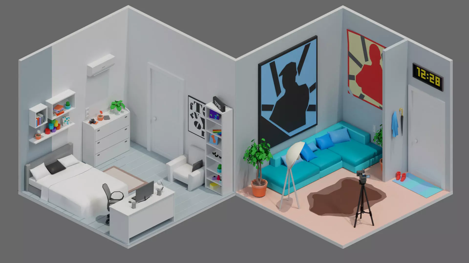 Cartoon interior 2 Low-poly 3D model_7