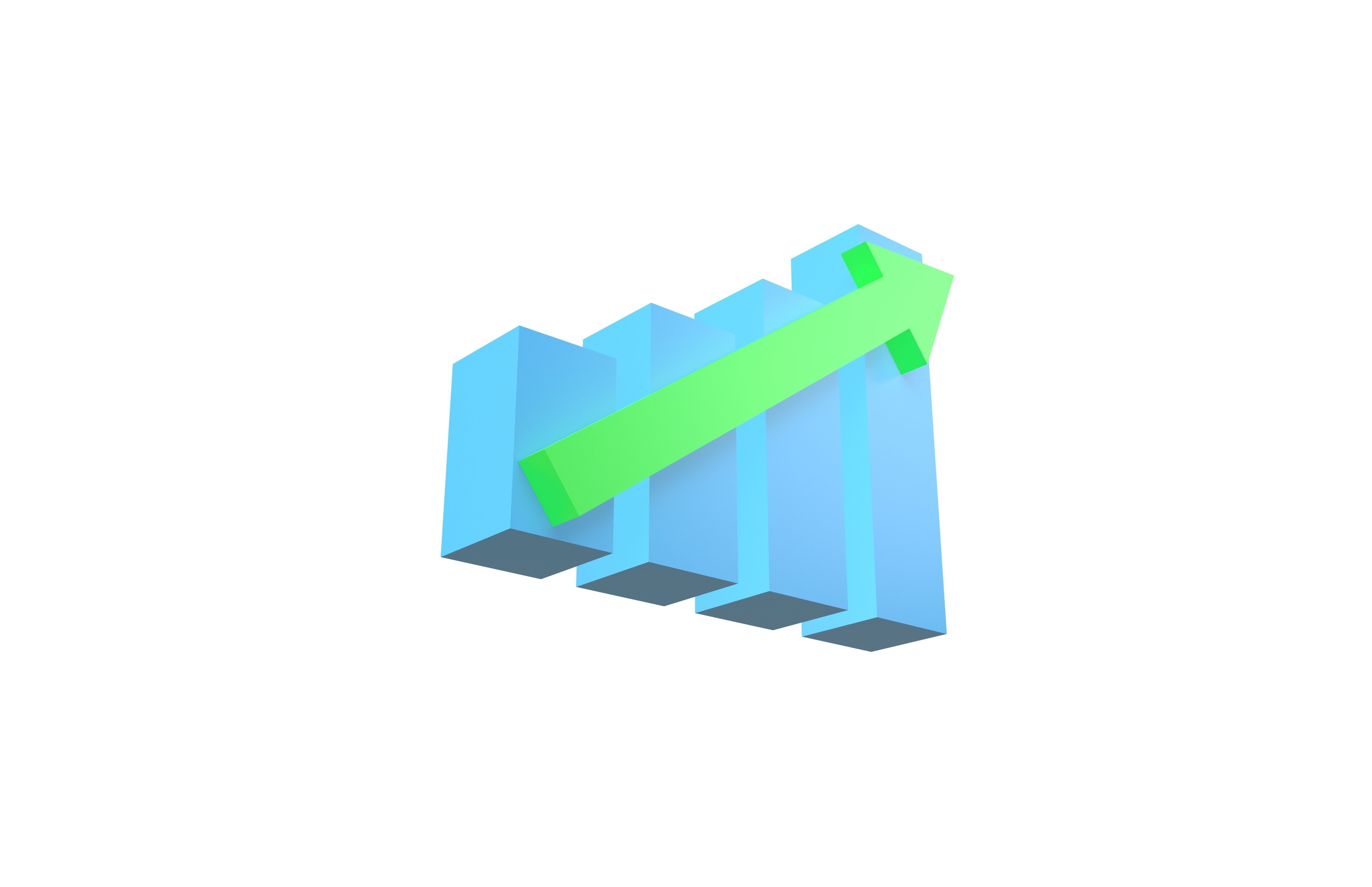 Bar Chart Increase Icon v1 001 Low-poly 3D model_1