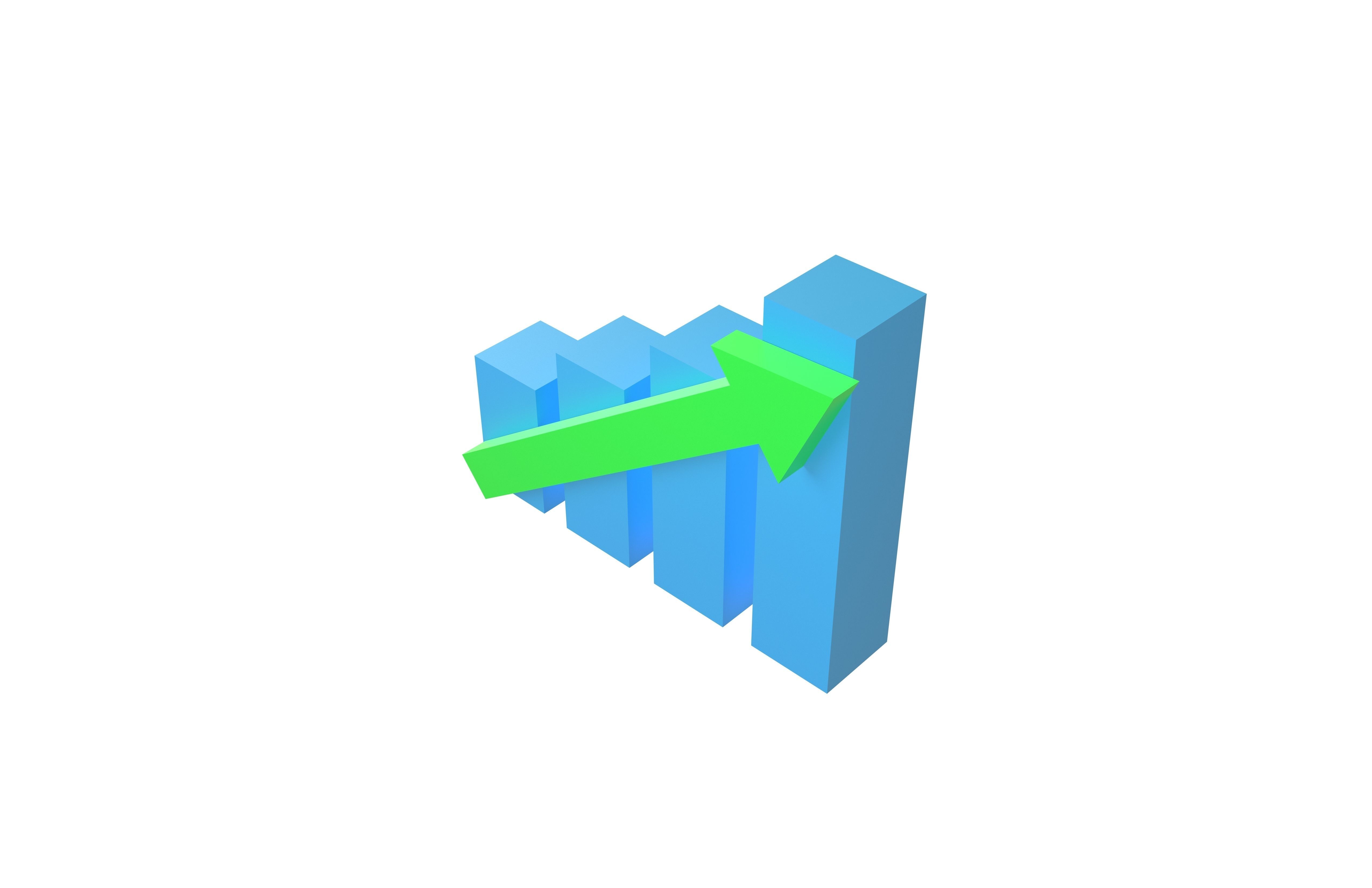 Bar Chart Increase Icon v1 001 Low-poly 3D model_2