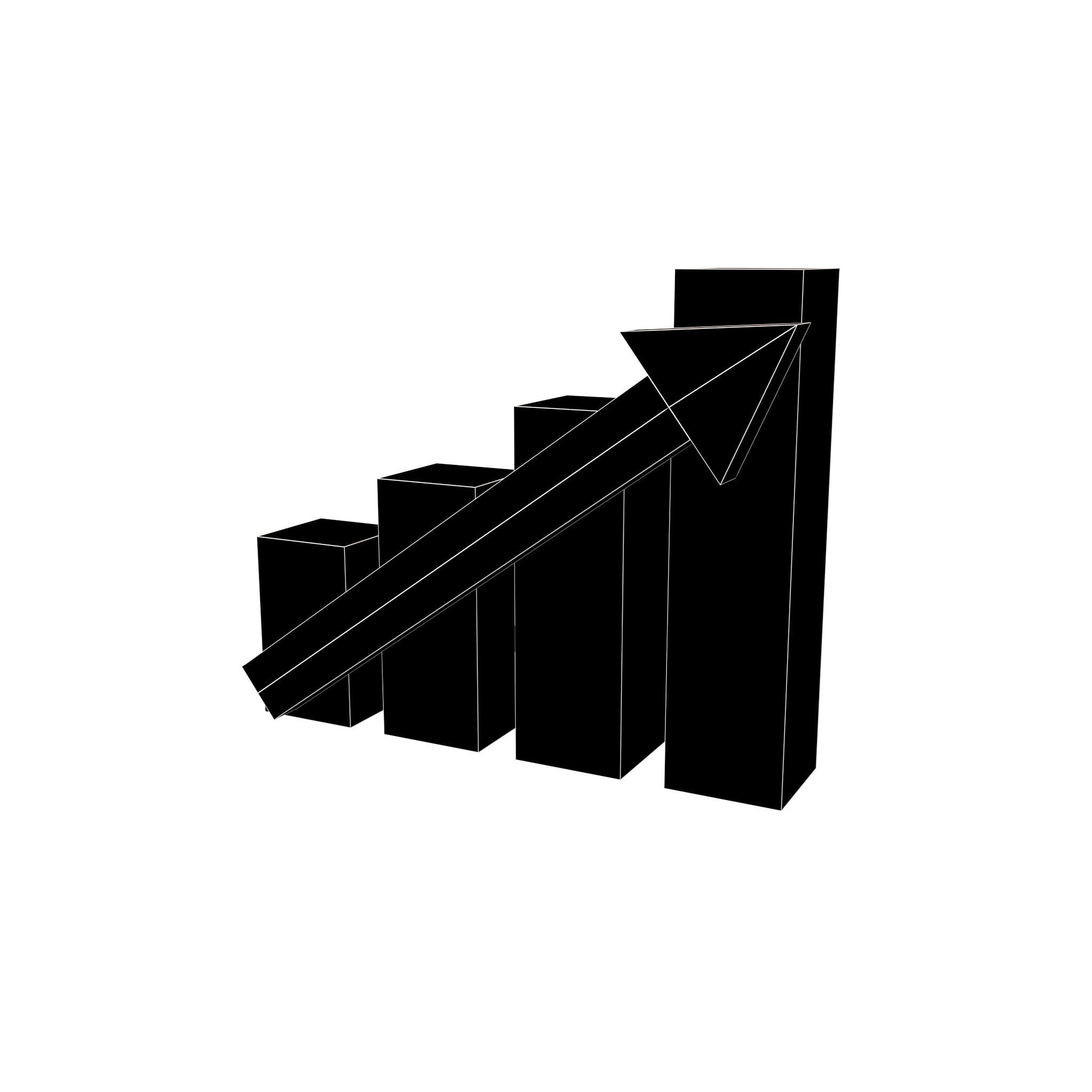 Bar Chart Increase Icon v1 001 Low-poly 3D model_4