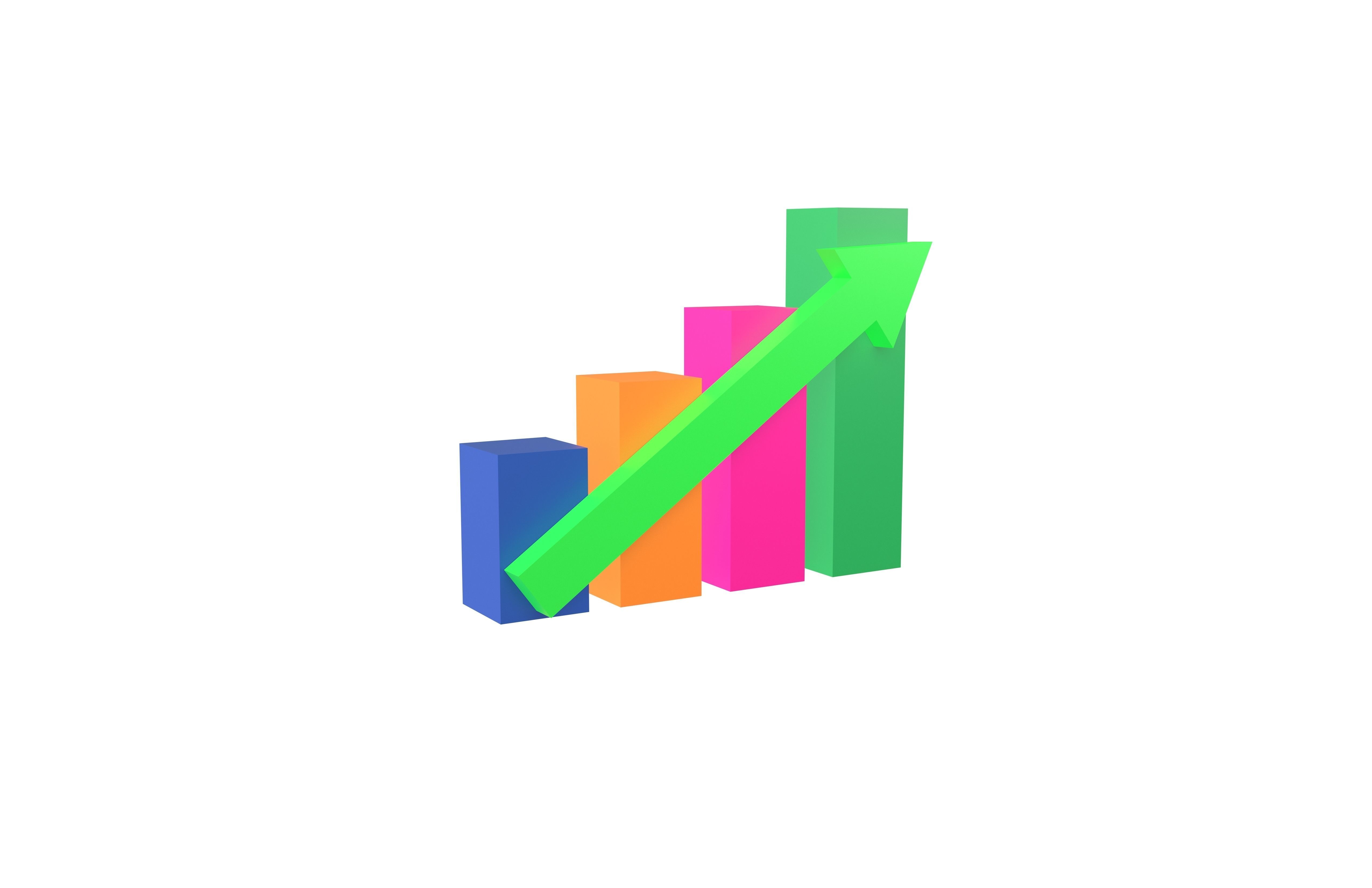 Bar Chart Increase Icon v1 002 Low-poly 3D model_1