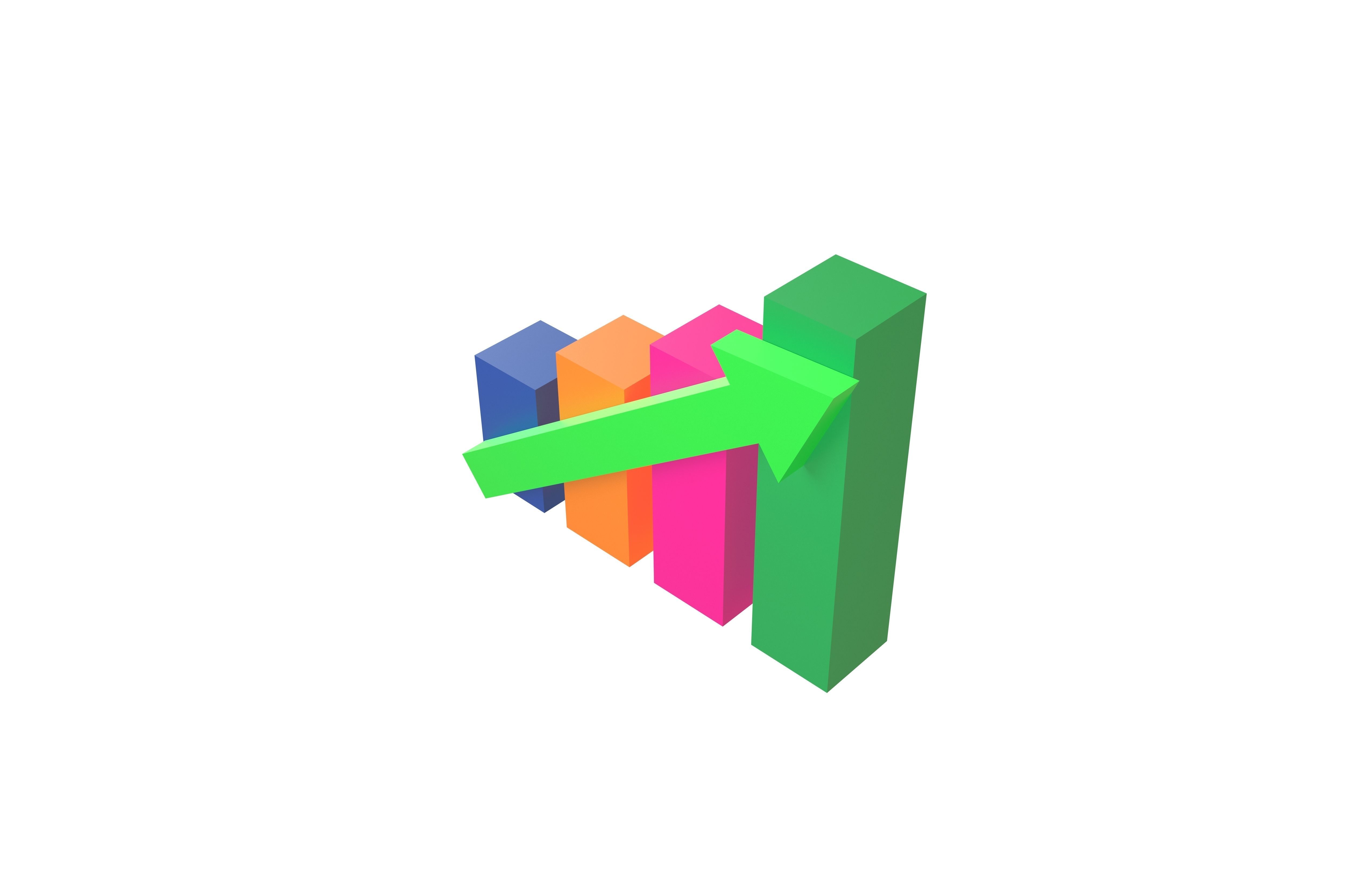 Bar Chart Increase Icon v1 002 Low-poly 3D model_2