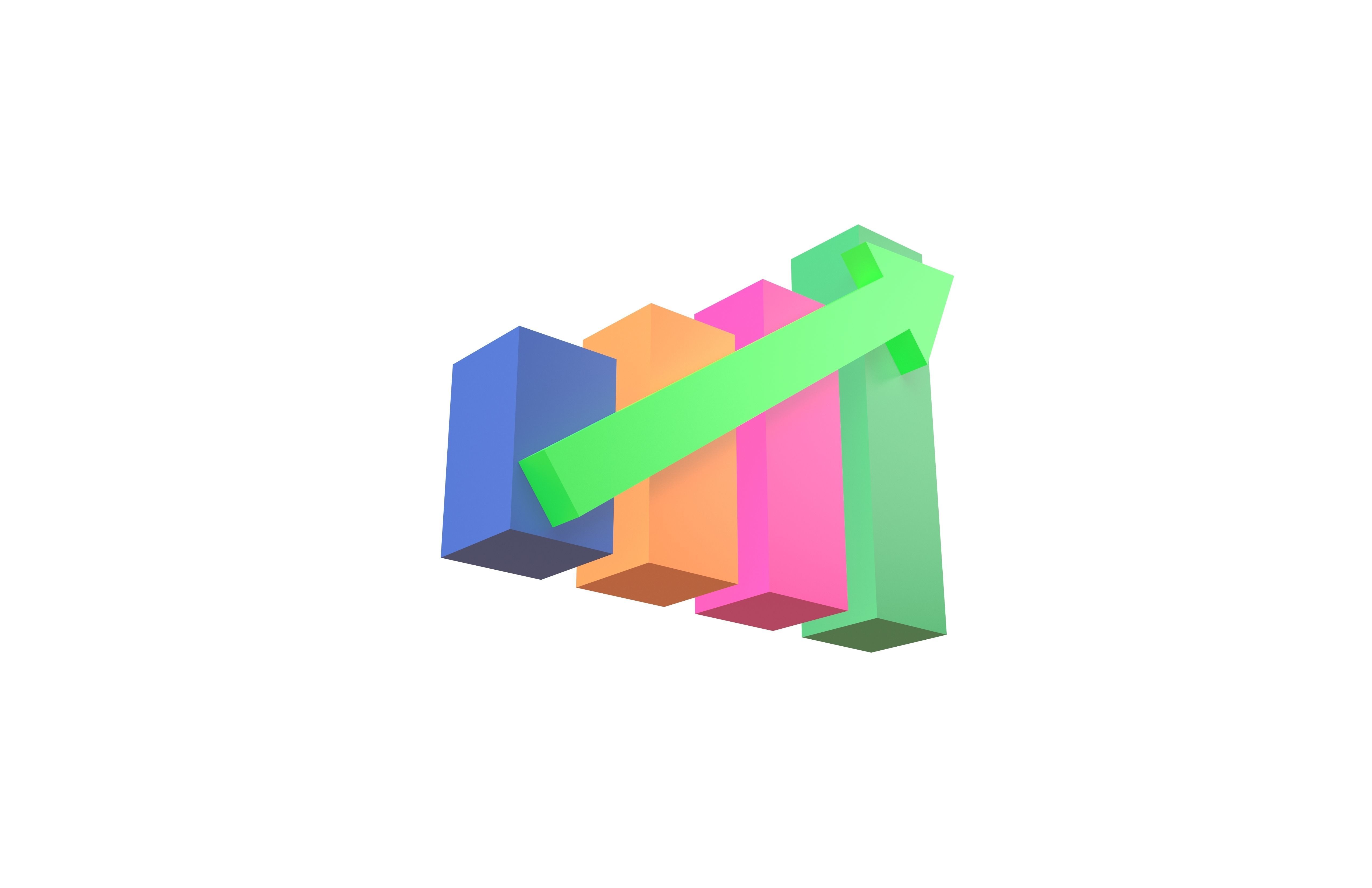 Bar Chart Increase Icon v1 002 Low-poly 3D model_3