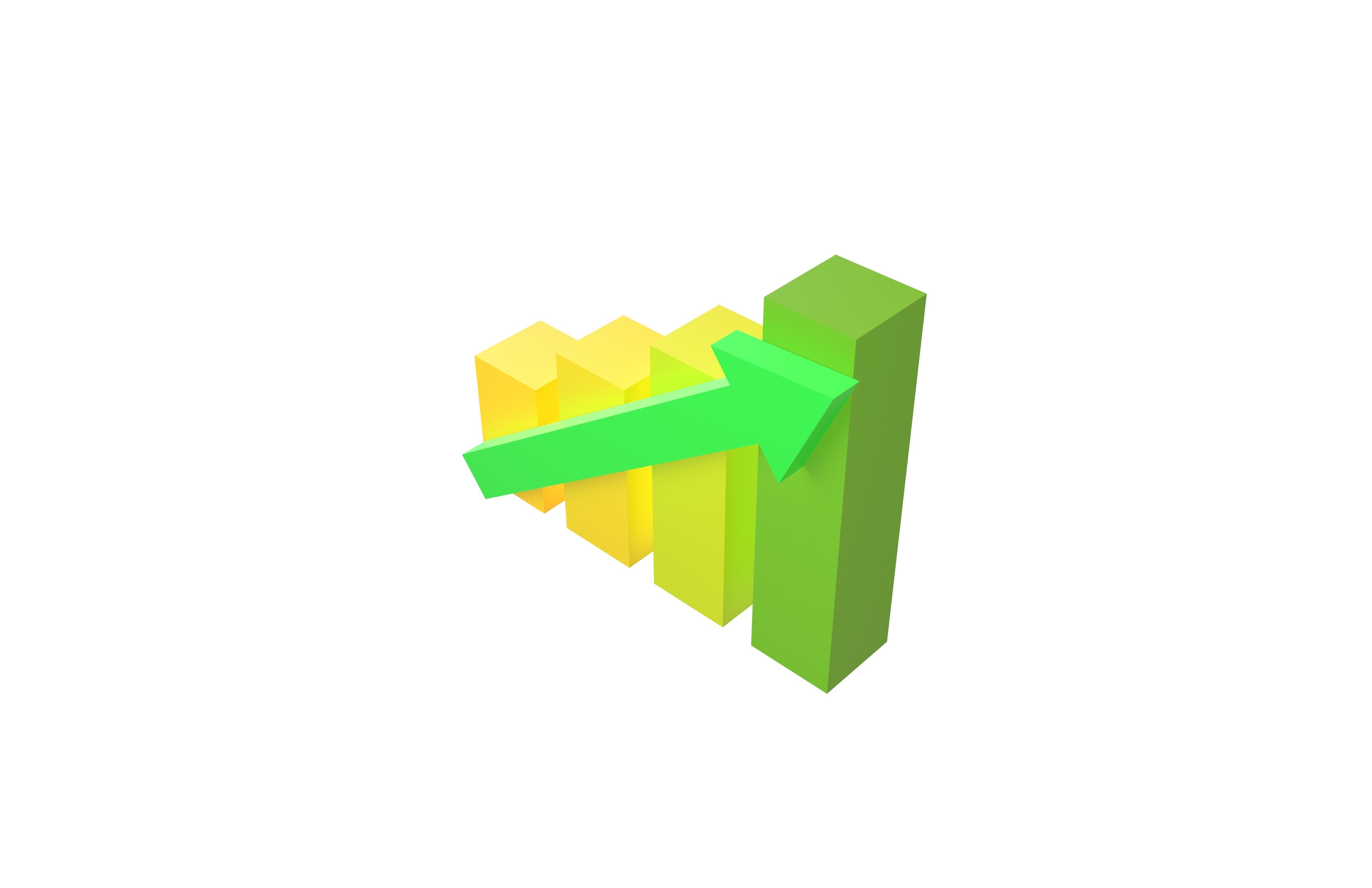 Bar Chart Increase Icon v1 003 Low-poly 3D model_2