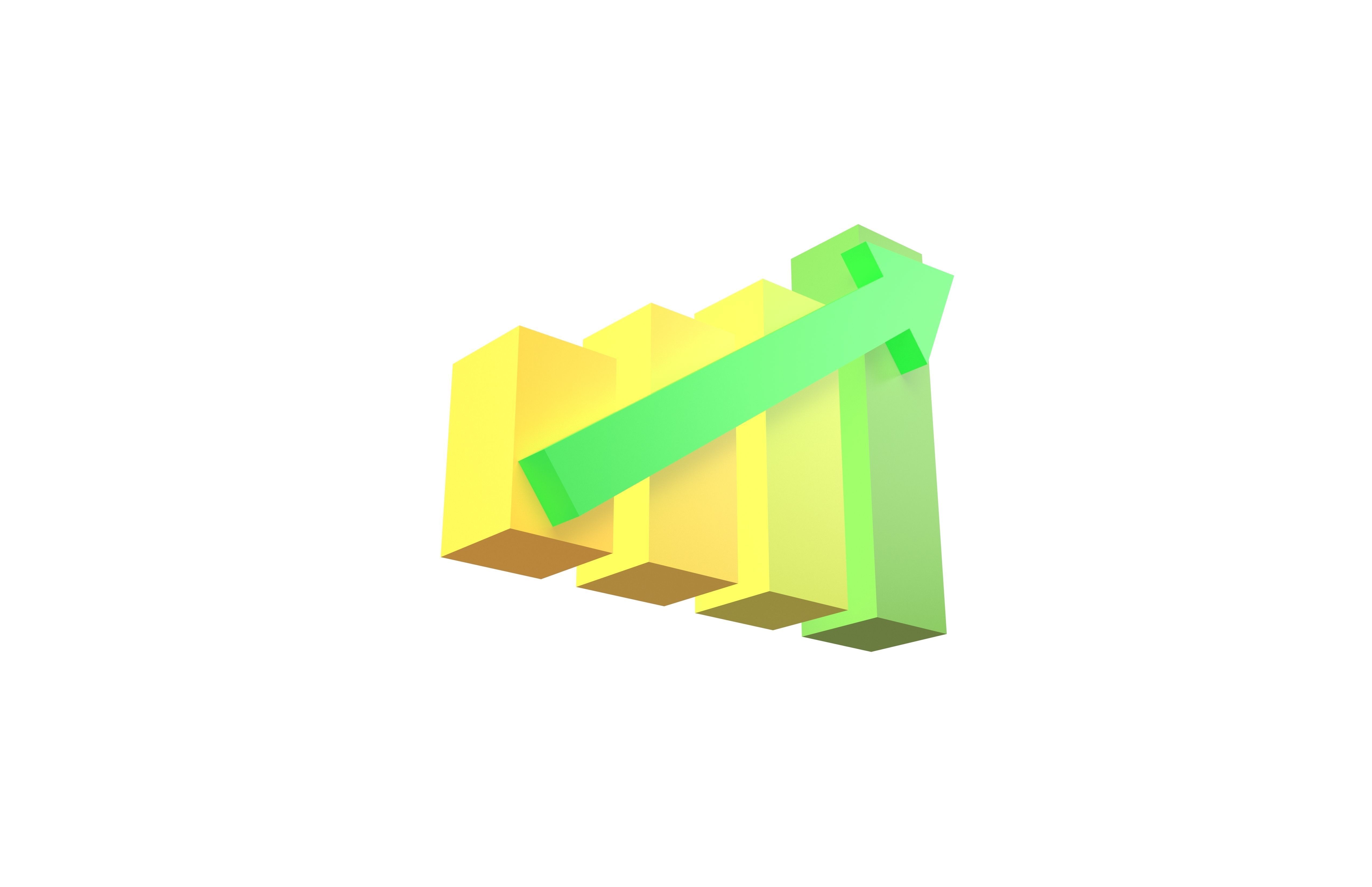 Bar Chart Increase Icon v1 003 Low-poly 3D model_3