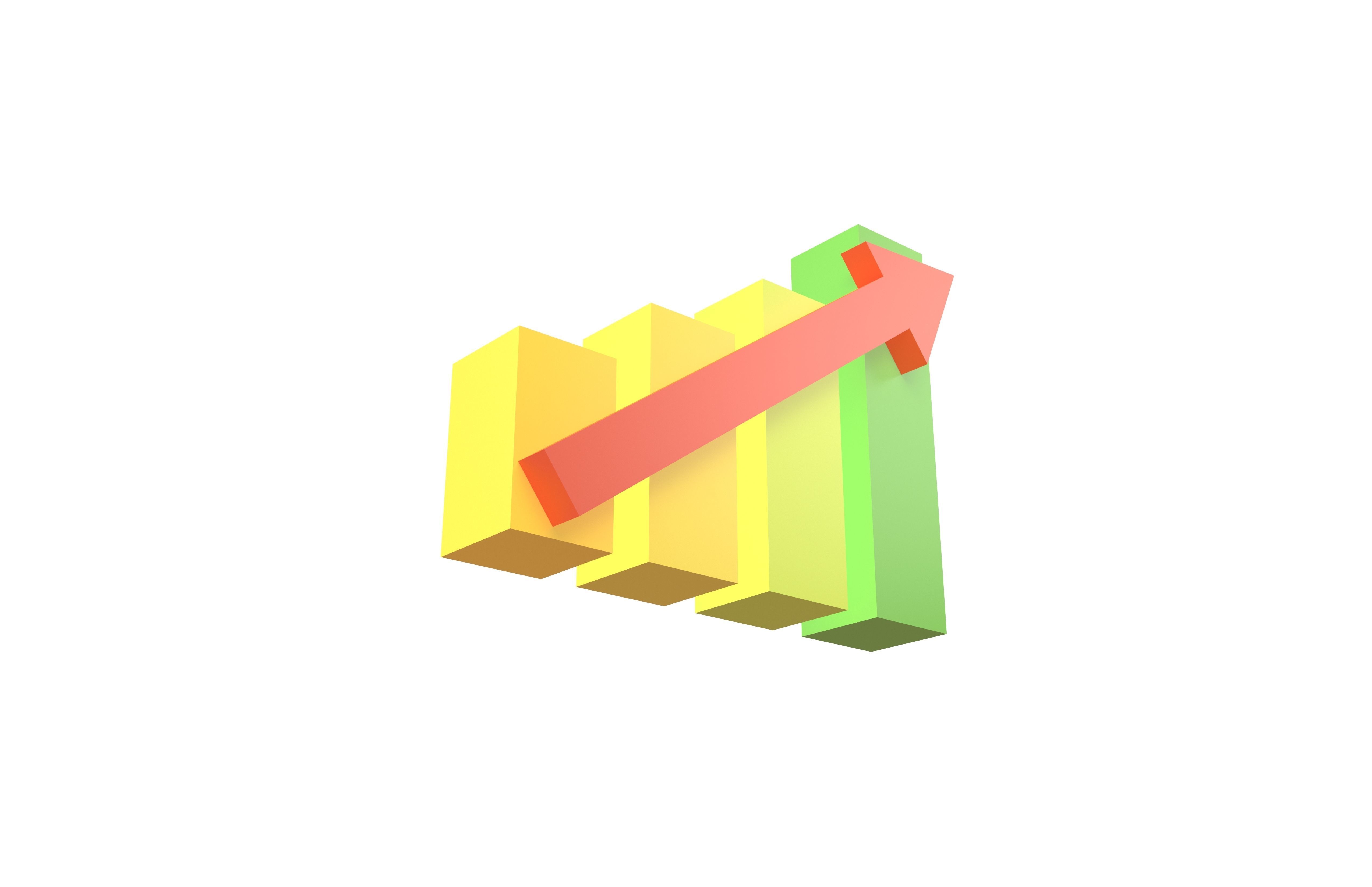 Bar Chart Increase Icon v1 004 Low-poly 3D model_2