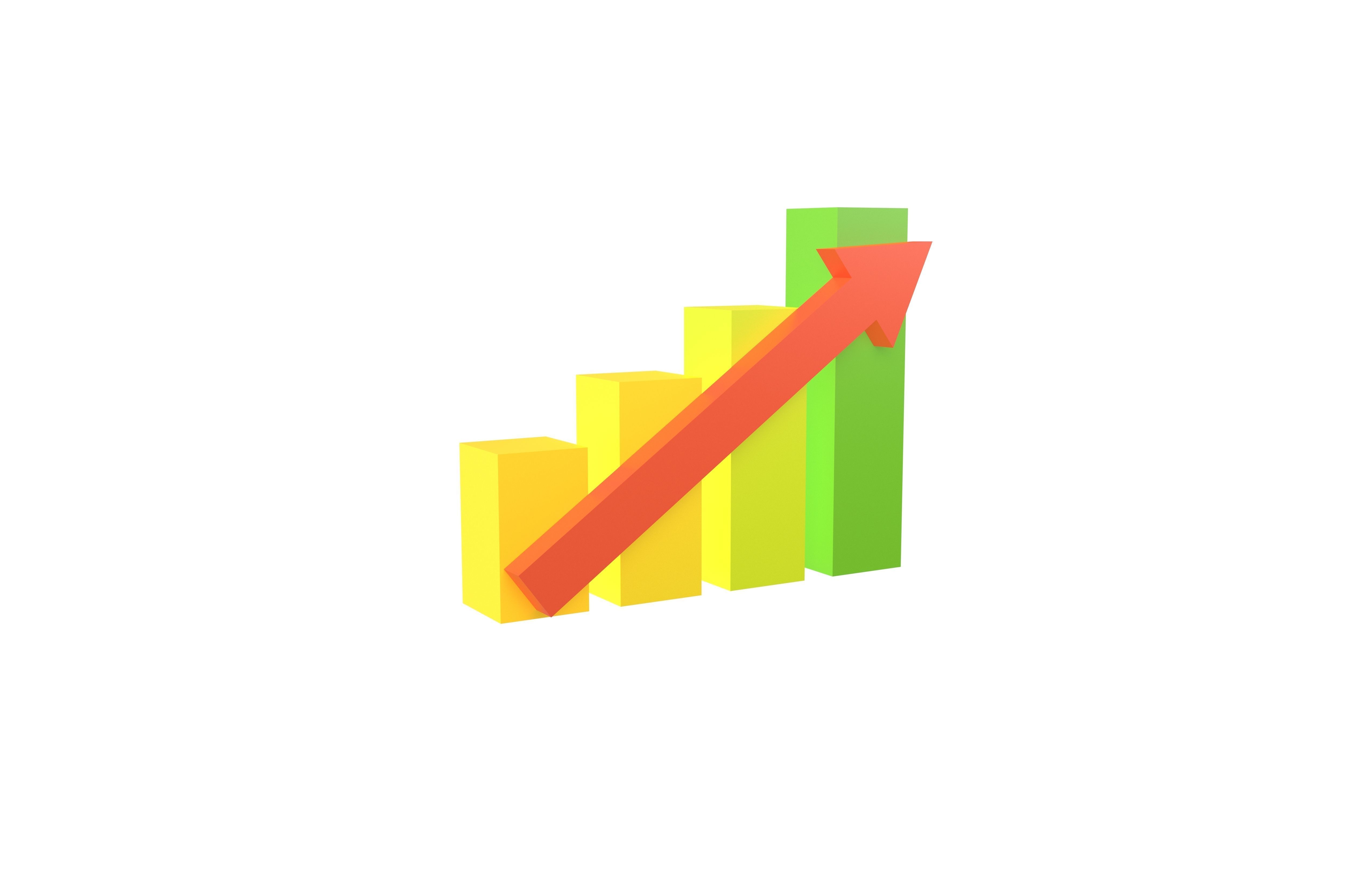 Bar Chart Increase Icon v1 004 Low-poly 3D model_1
