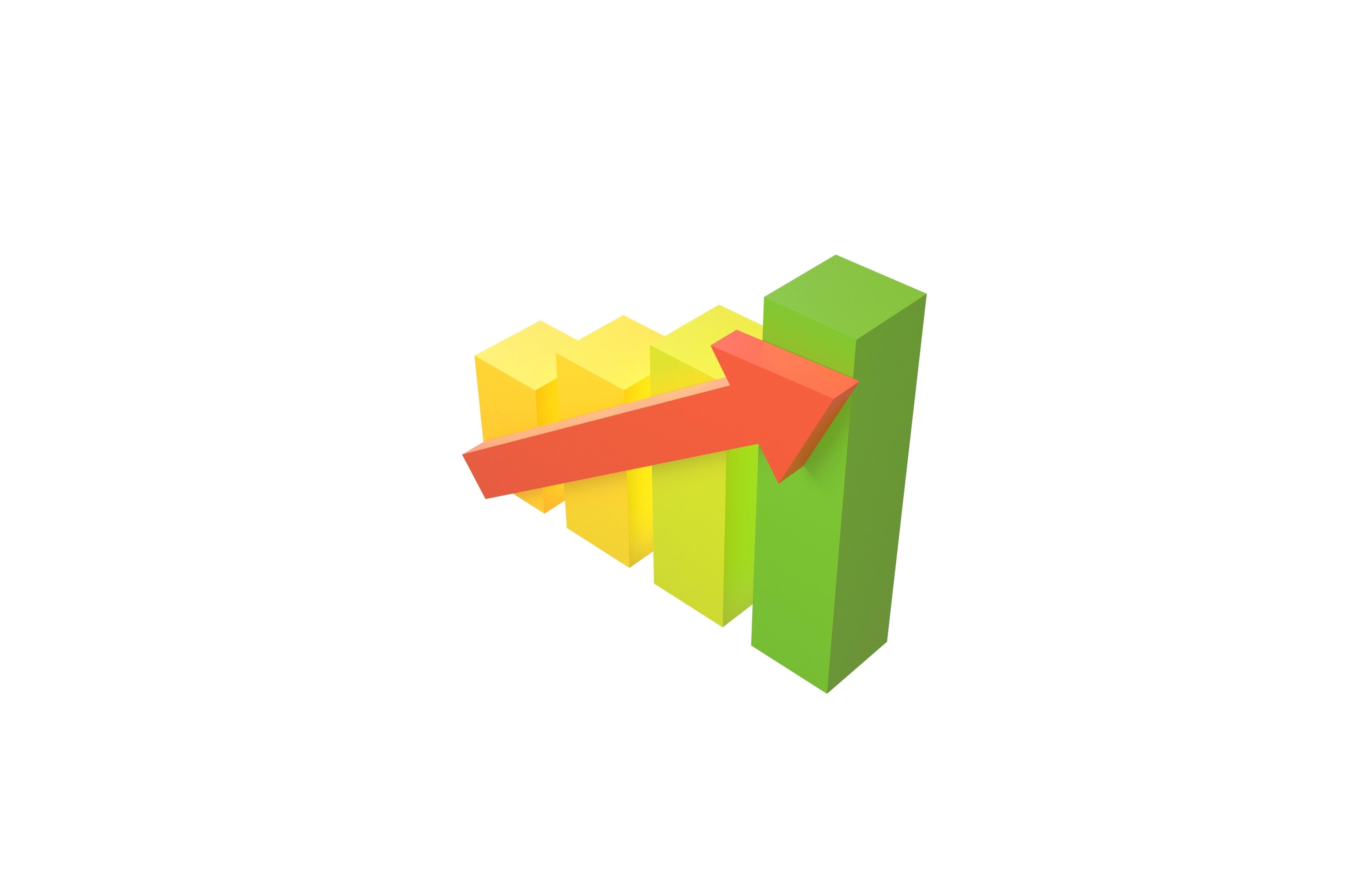 Bar Chart Increase Icon v1 004 Low-poly 3D model_3