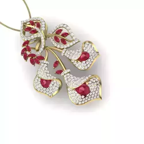 necklace 3dm stl render detail pendant with rubies and diamonds