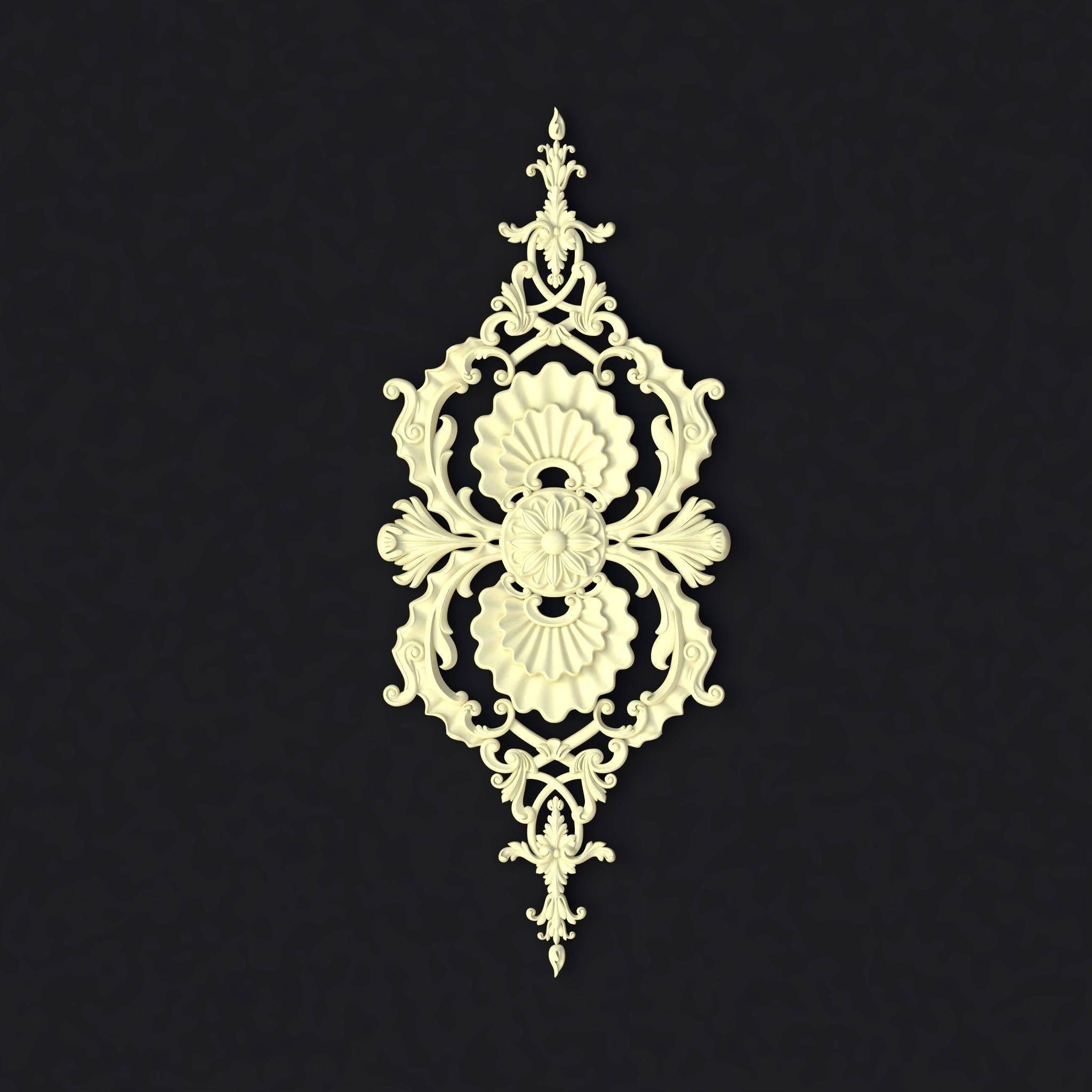 dekor gold ornate brooch 3D model_2