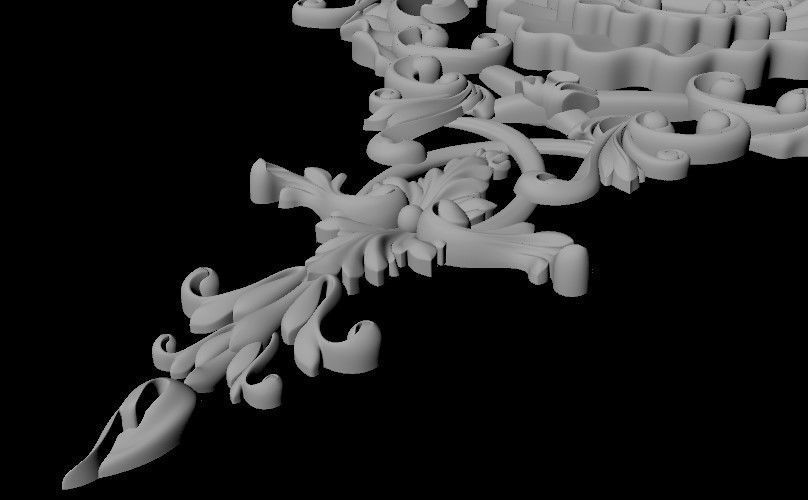 dekor gold ornate brooch 3D model_4