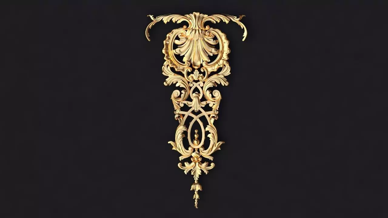 dekor ornate gold letter t 3D model_0