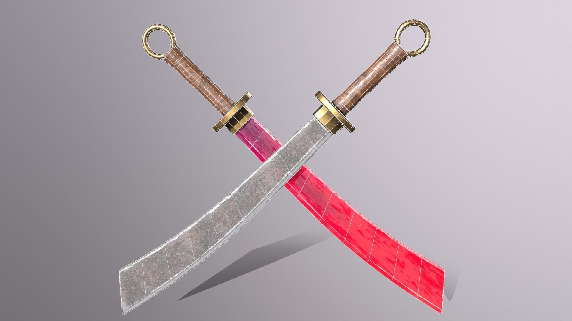 Knife two swords Low-poly 3D model_7