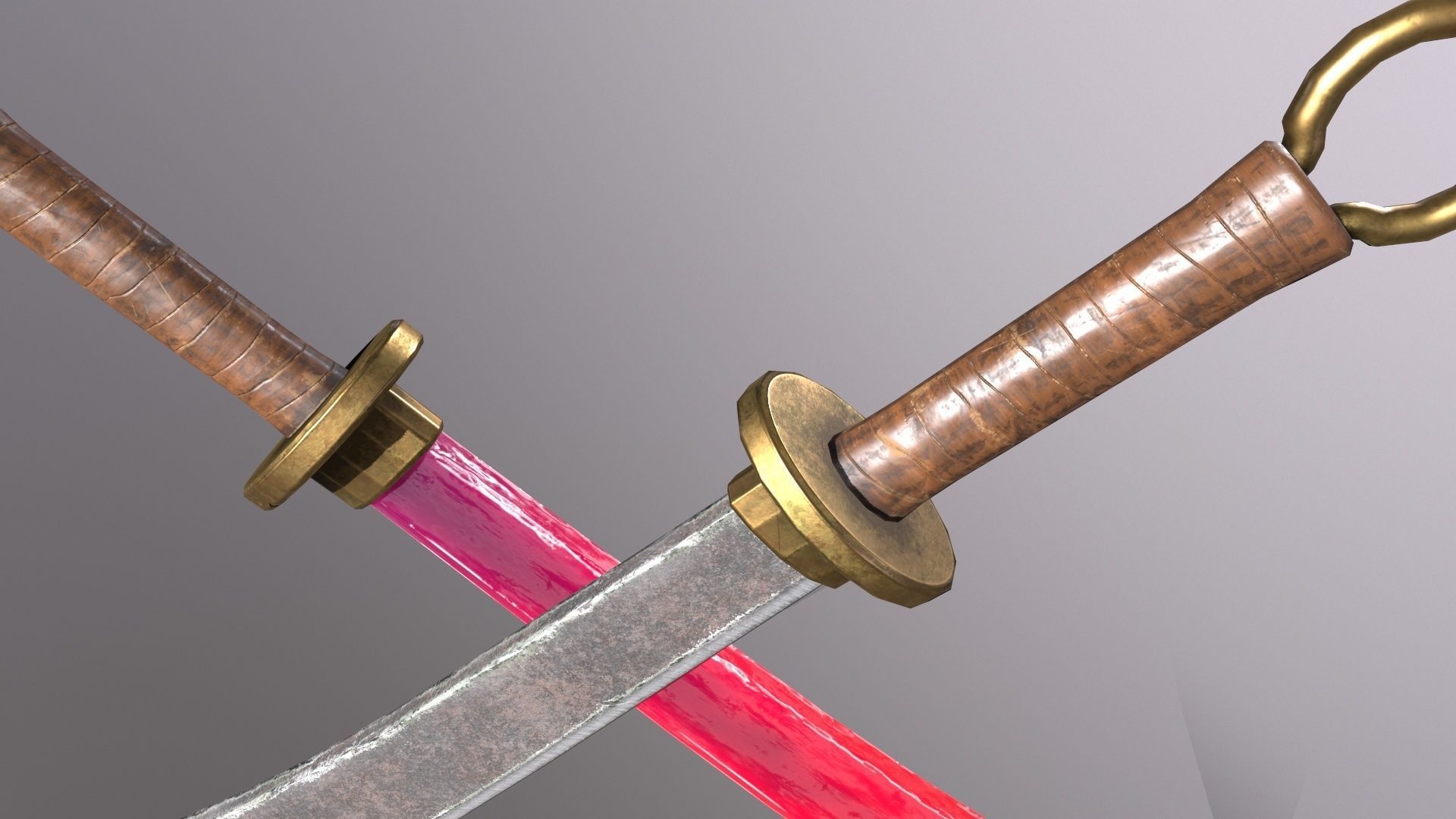 Knife two swords Low-poly 3D model_6