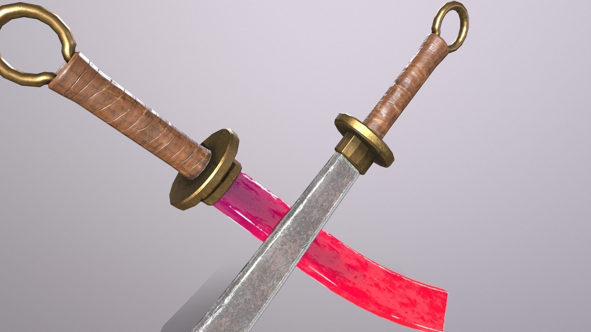 Knife two swords Low-poly 3D model_2