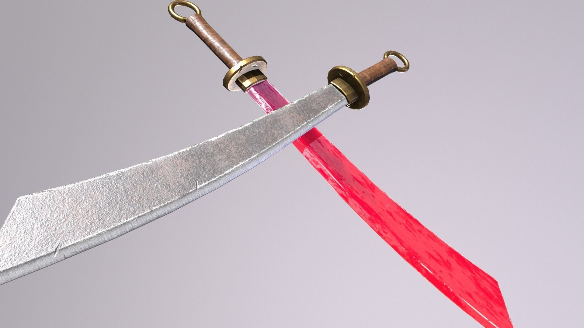 Knife two swords Low-poly 3D model_4