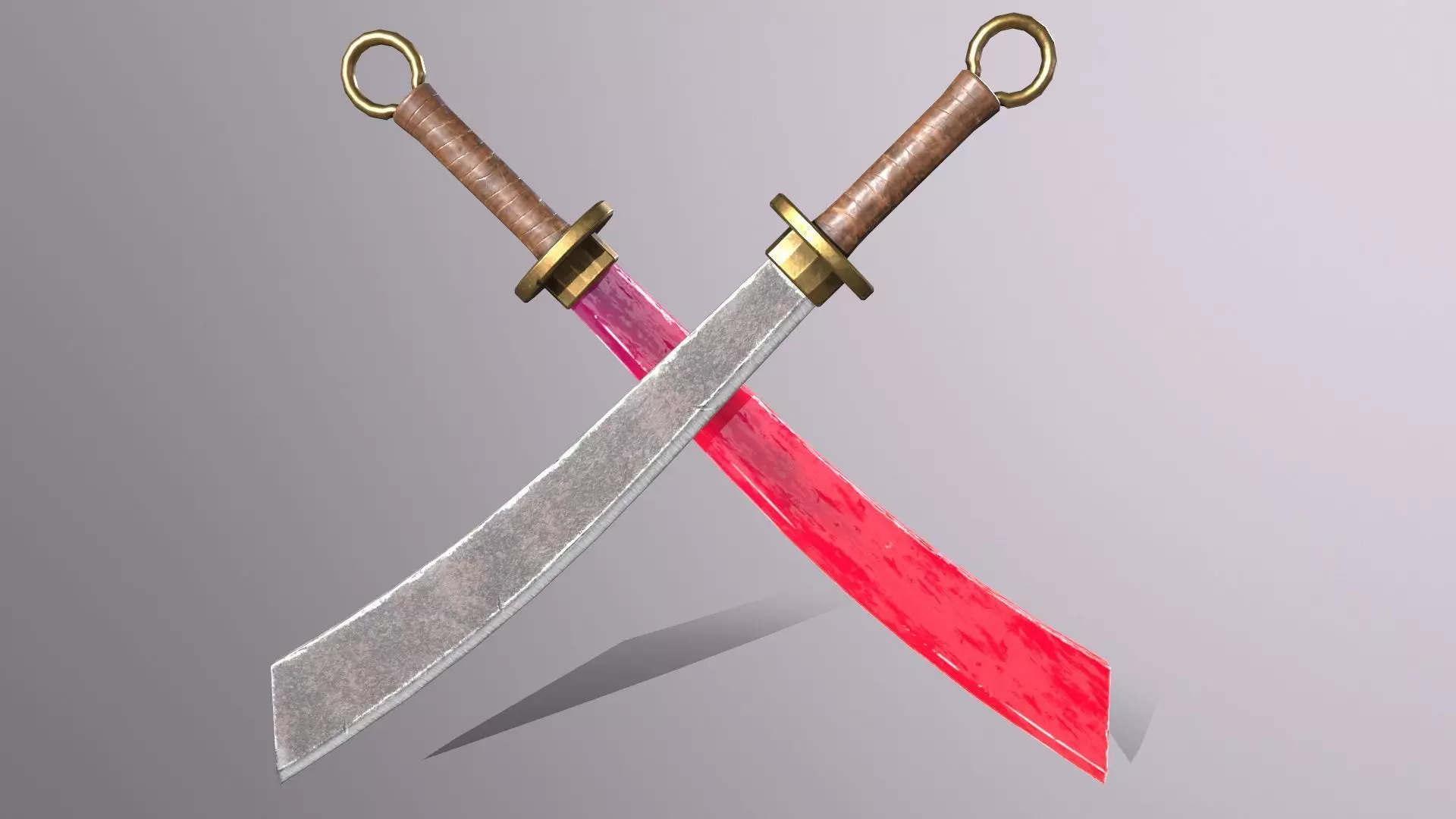 Knife two swords Low-poly 3D model_0