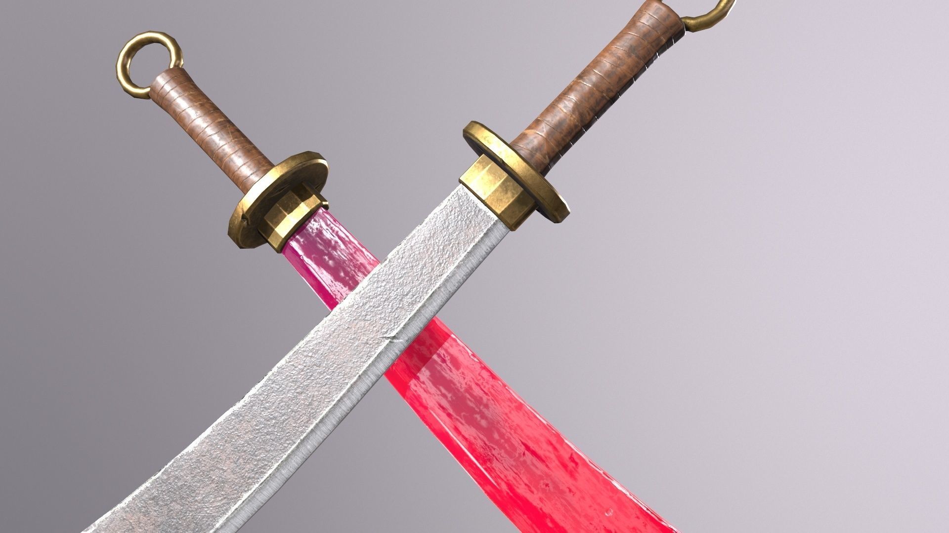 Knife two swords Low-poly 3D model_3