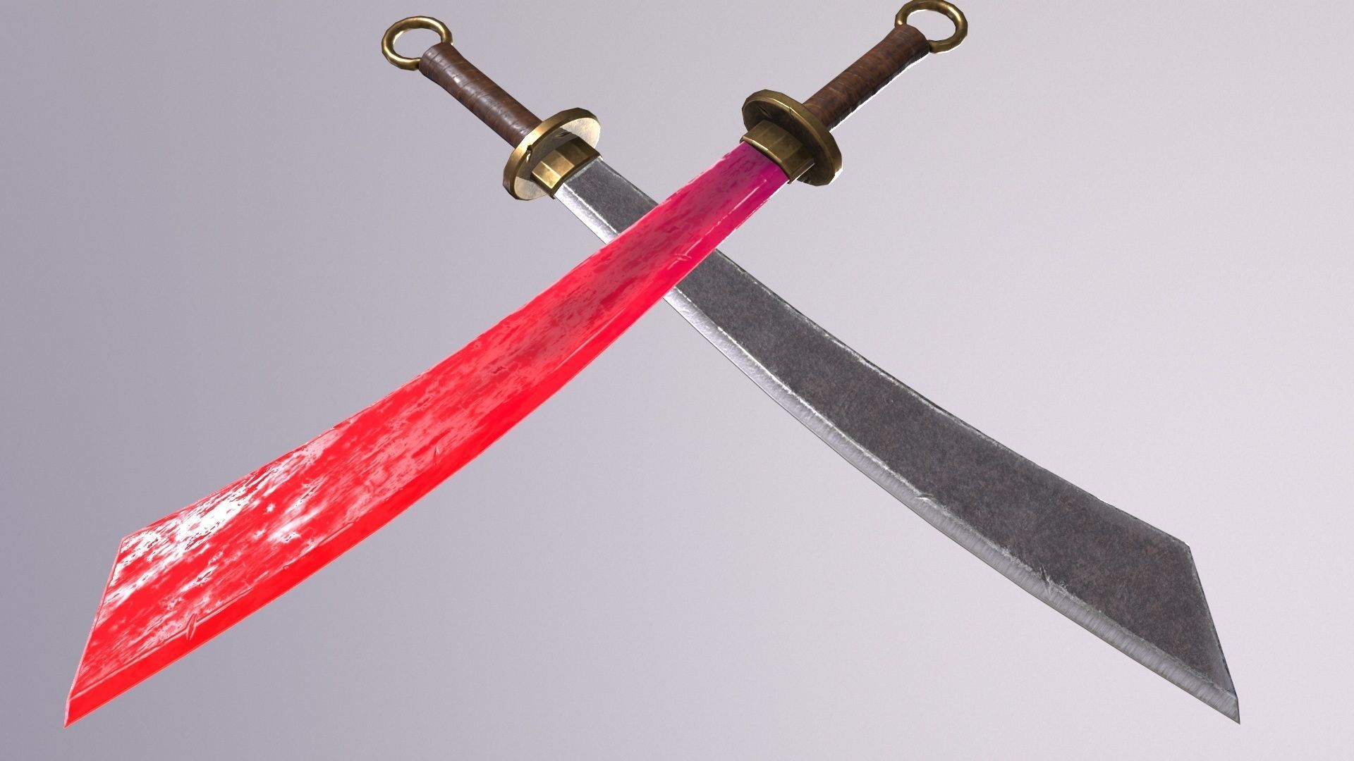 Knife two swords Low-poly 3D model_5