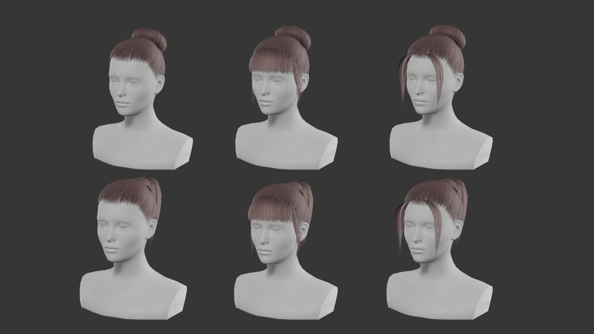 game ready hairstyles Low-poly 3D model_7