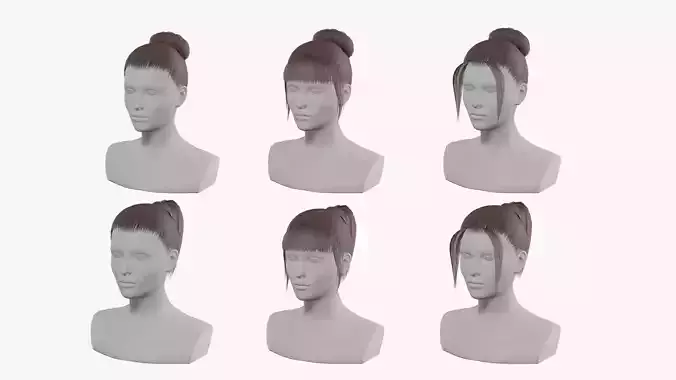 game ready hairstyles Low-poly 3D model