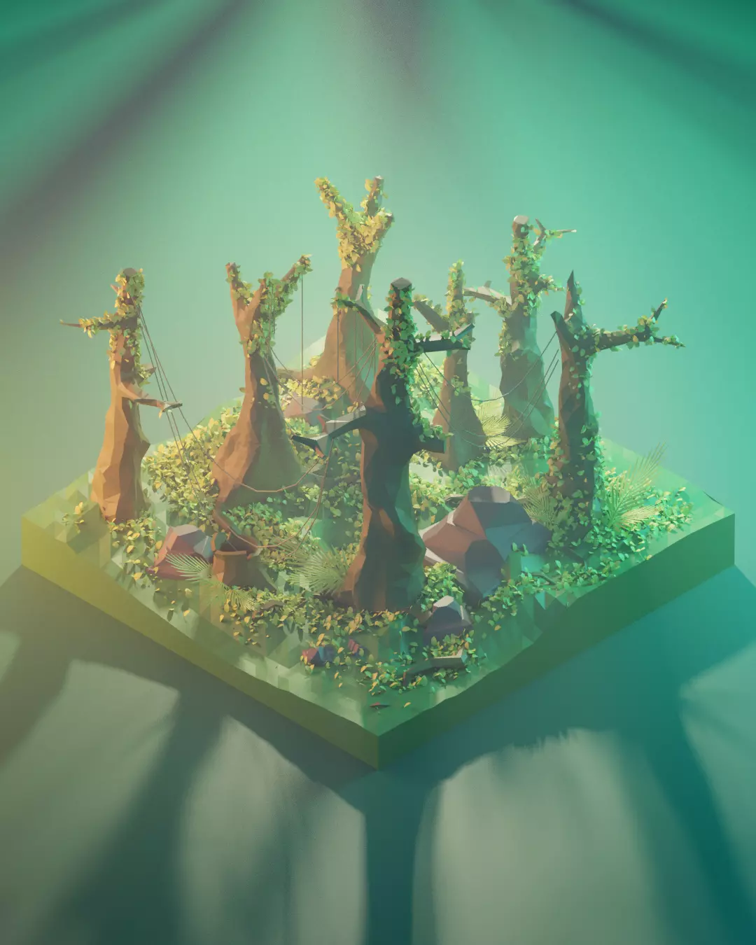 Rain forest Low-poly 3D model Render in blender Low-poly 3D model_0