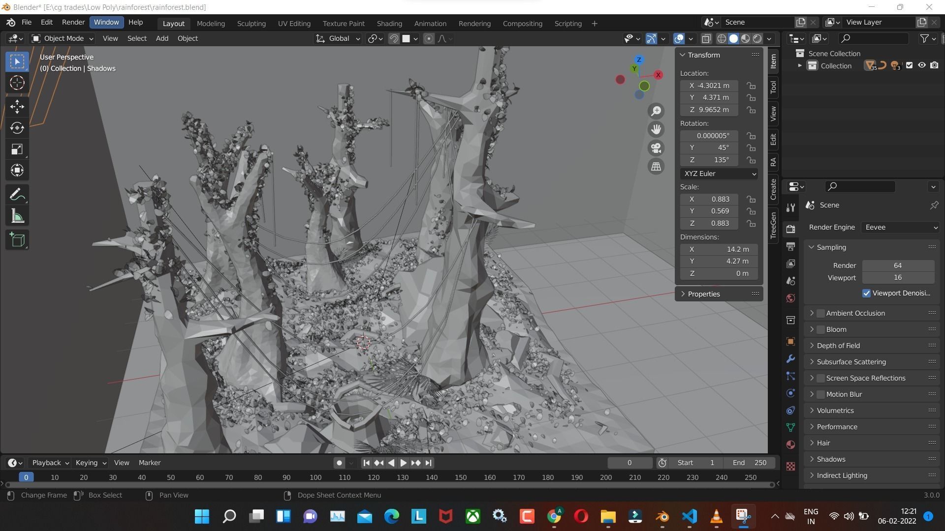 Rain forest Low-poly 3D model Render in blender Low-poly 3D model_3