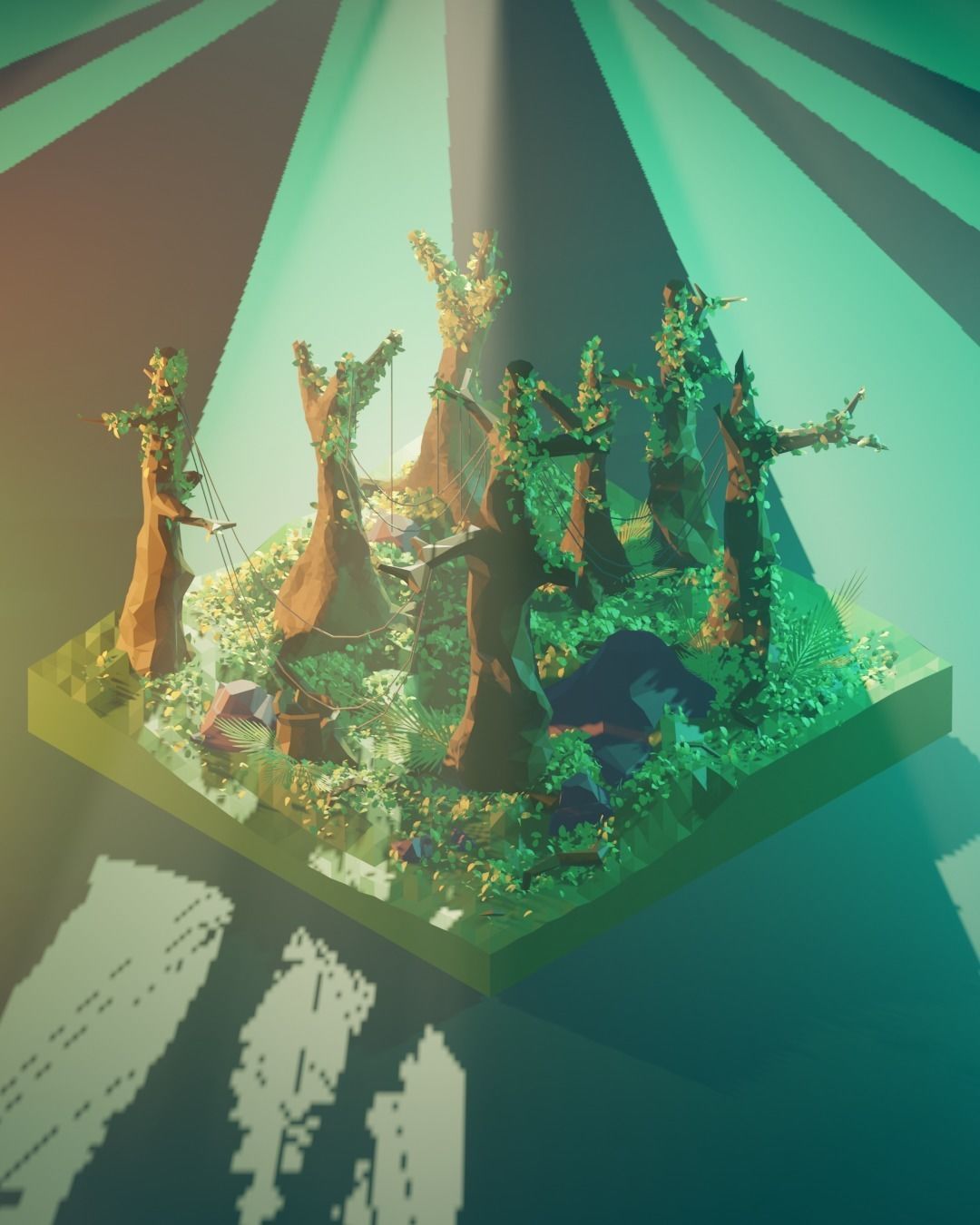 Rain forest Low-poly 3D model Render in blender Low-poly 3D model_1