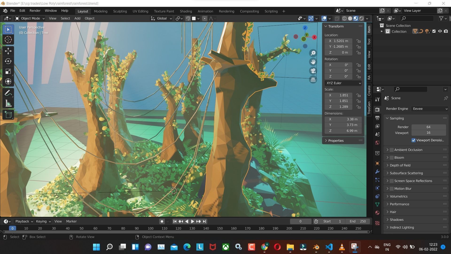Rain forest Low-poly 3D model Render in blender Low-poly 3D model_7