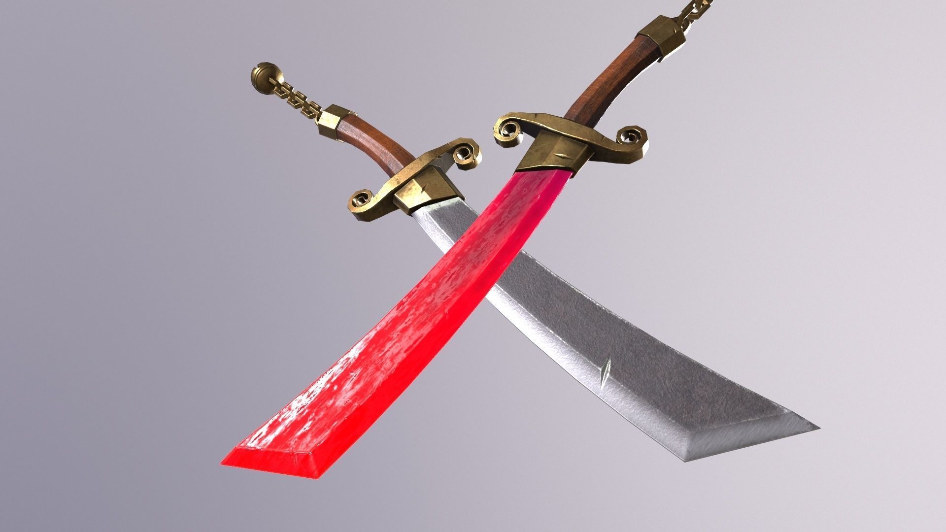 knife 1 two swords Low-poly 3D model_4