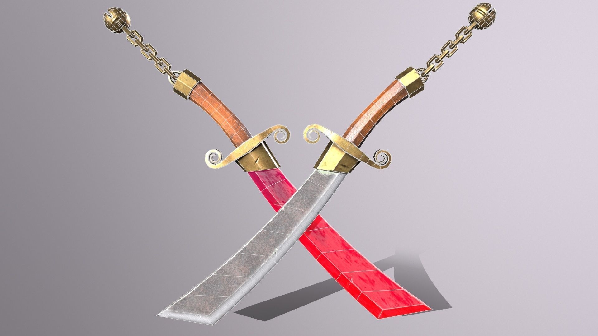 knife 1 two swords Low-poly 3D model_6