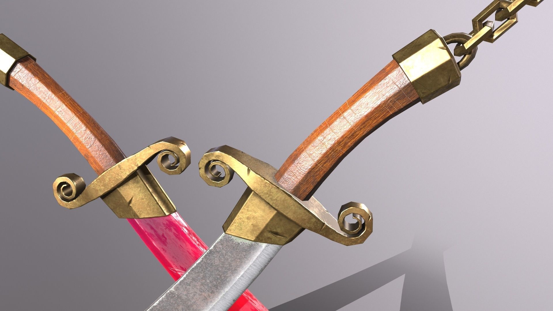 knife 1 two swords Low-poly 3D model_2