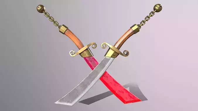 knife 1 two swords Low-poly 3D model