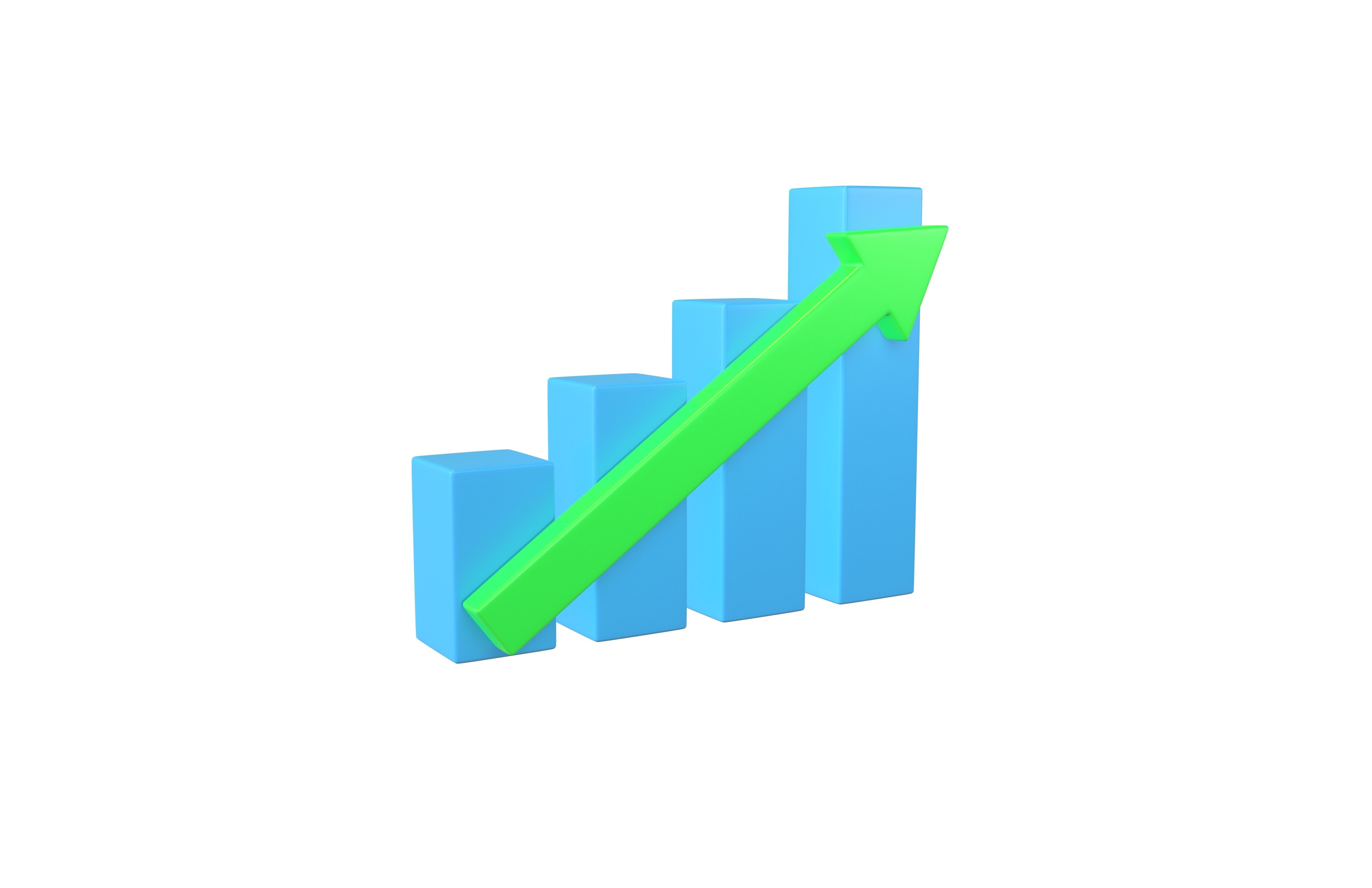 Bar Chart Increase Icon v2 001 Low-poly 3D model_1