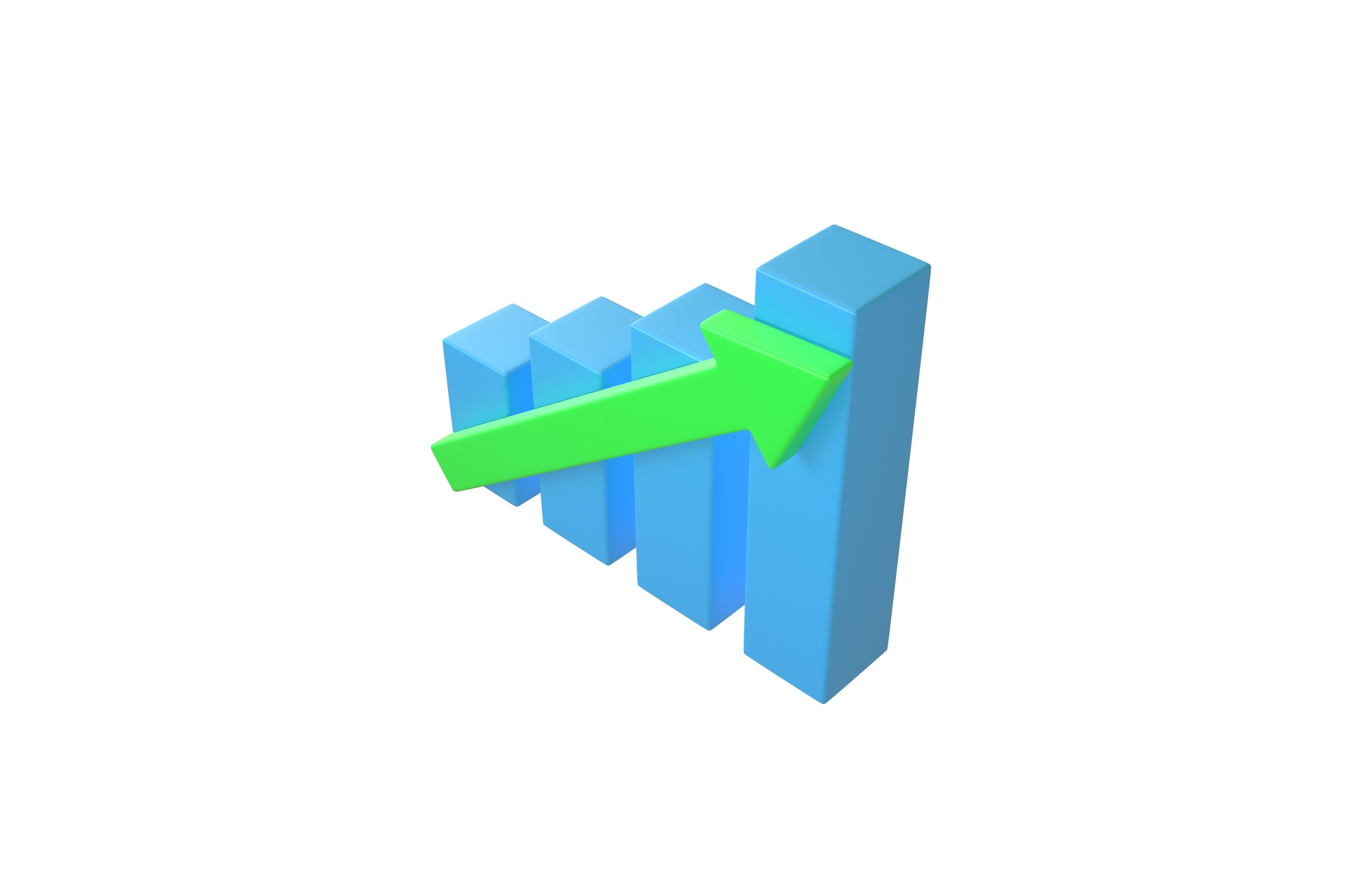 Bar Chart Increase Icon v2 001 Low-poly 3D model_2
