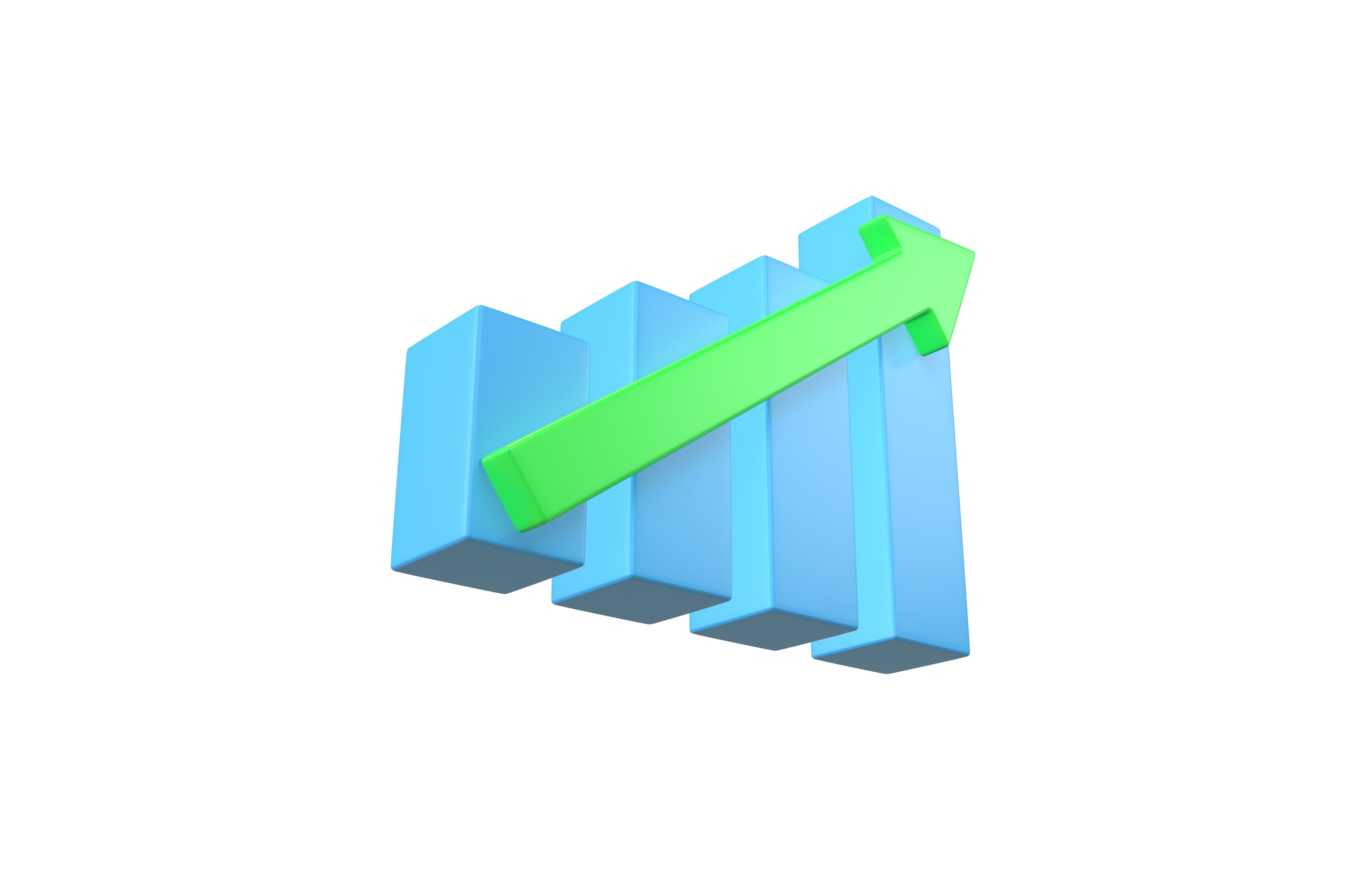 Bar Chart Increase Icon v2 001 Low-poly 3D model_3