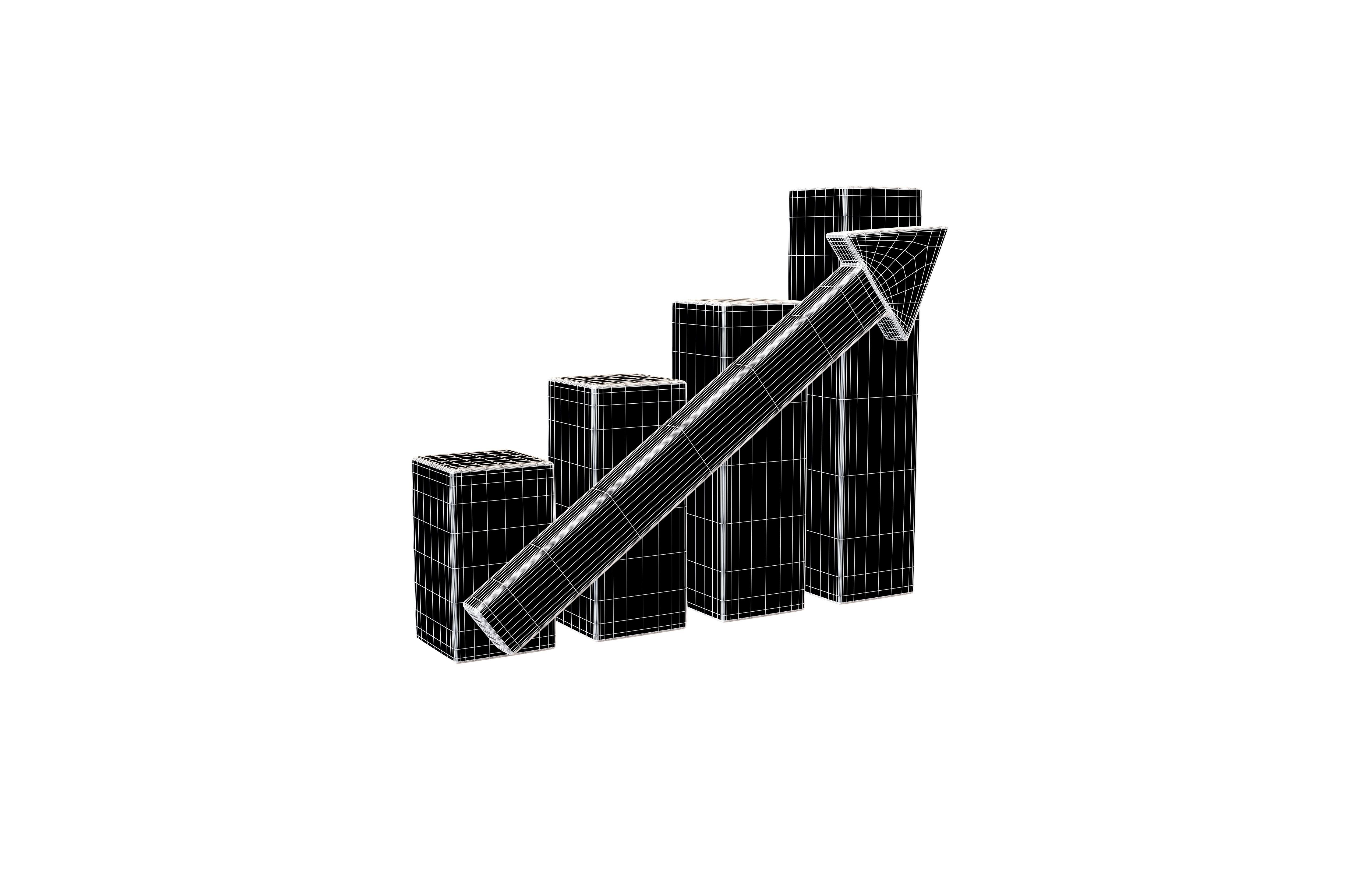 Bar Chart Increase Icon v2 001 Low-poly 3D model_5