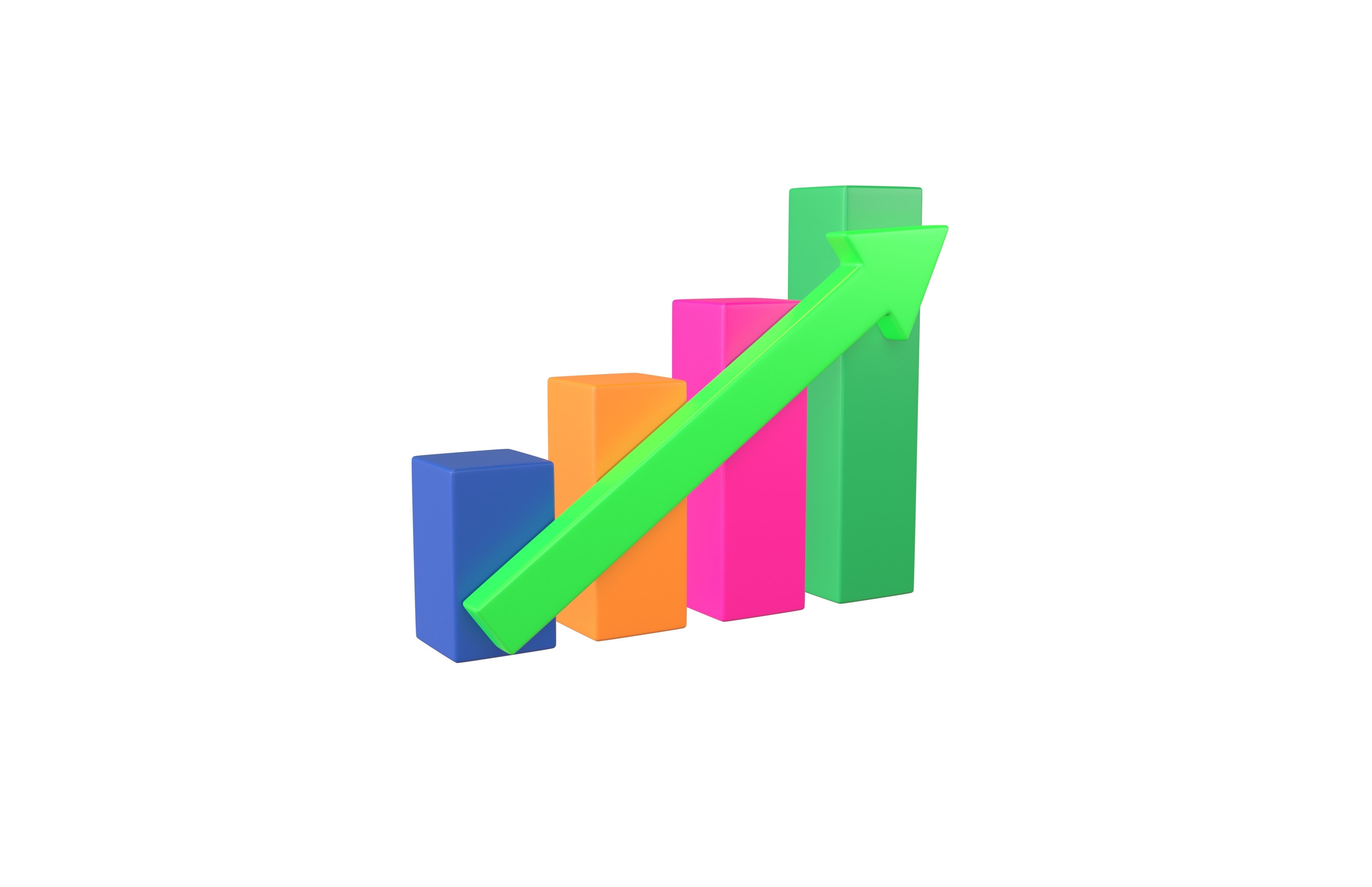 Bar Chart Increase Icon v2 002 Low-poly 3D model_1