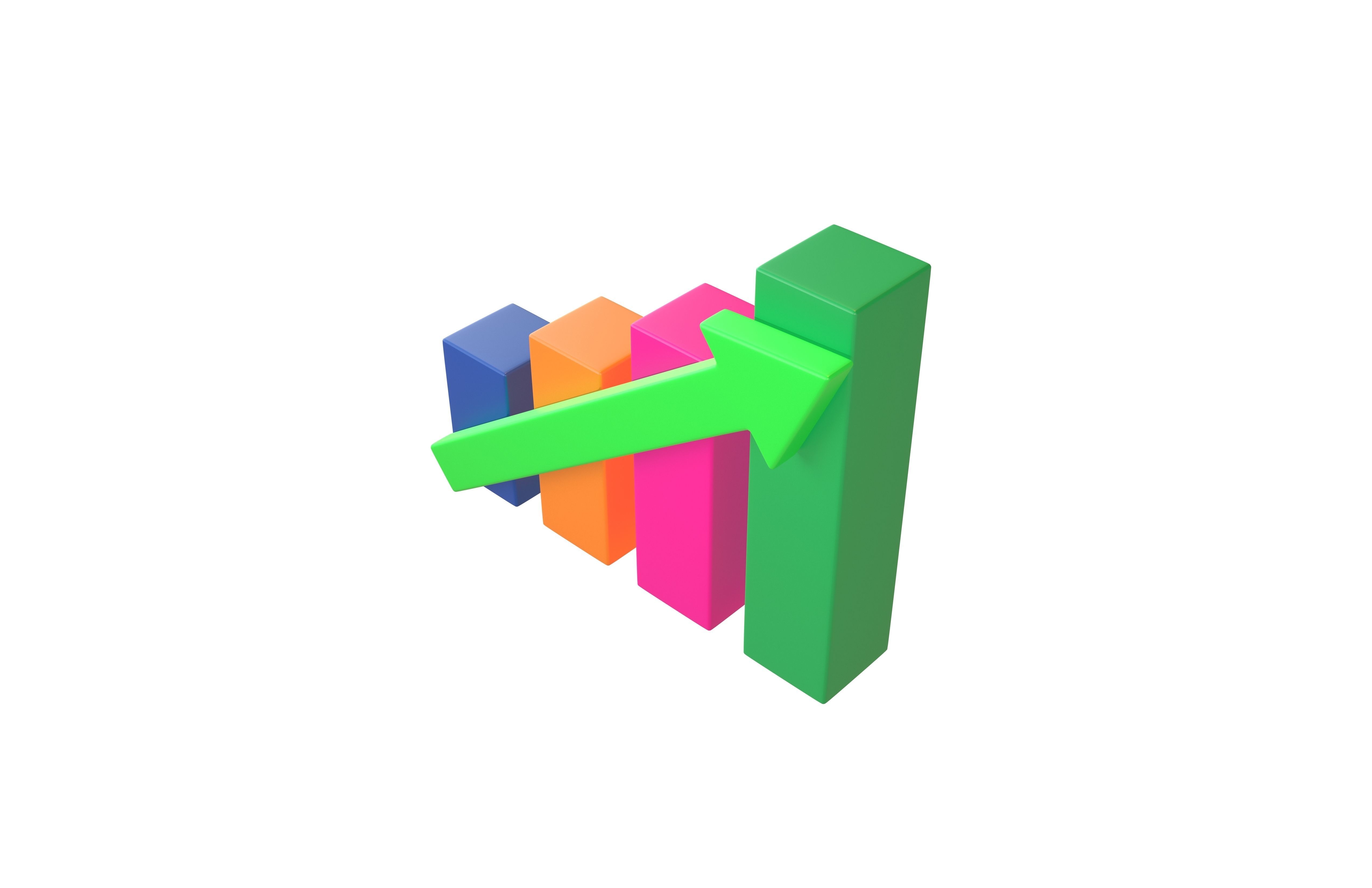 Bar Chart Increase Icon v2 002 Low-poly 3D model_3