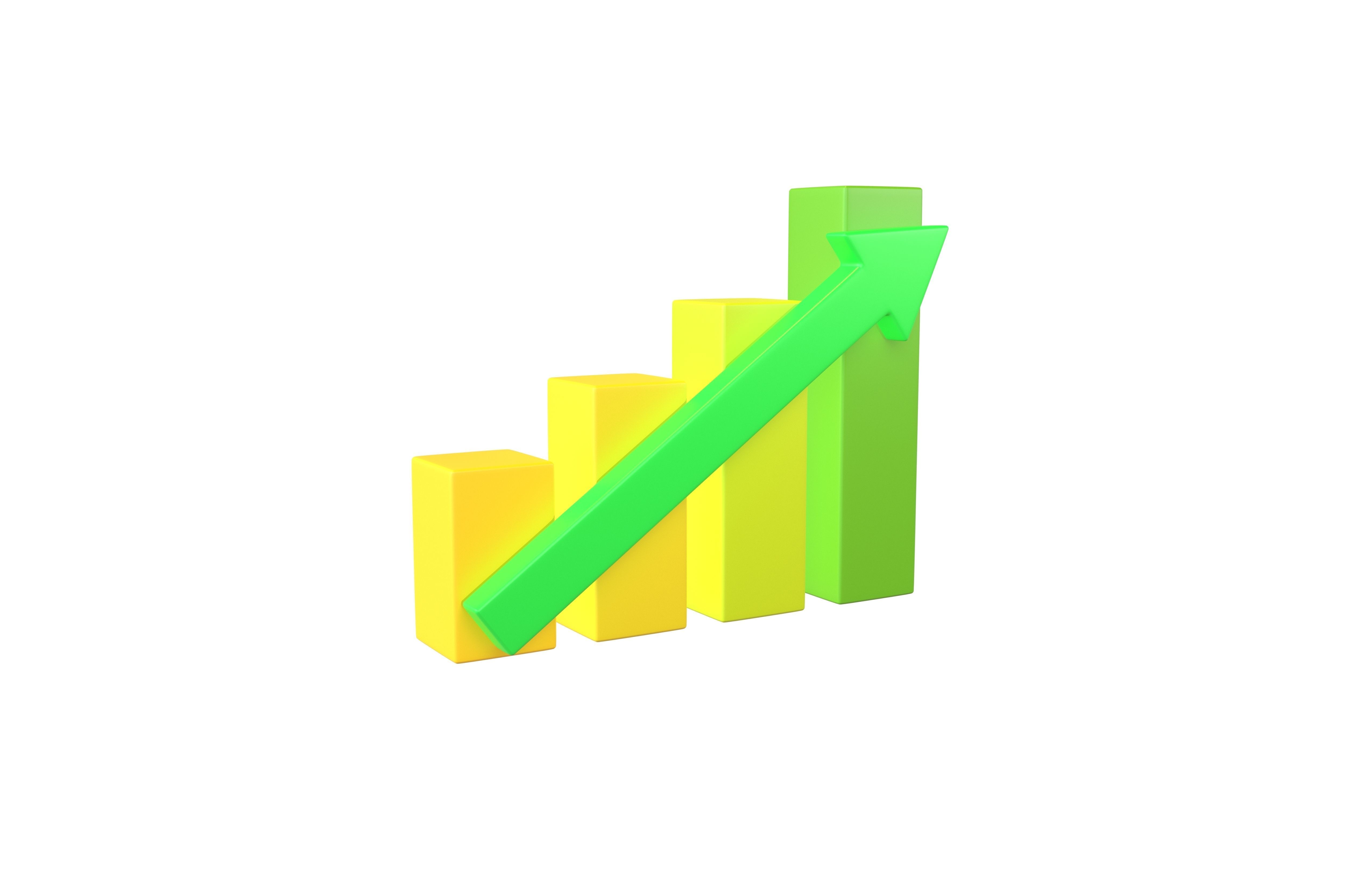 Bar Chart Increase Icon v2 003 Low-poly 3D model_1