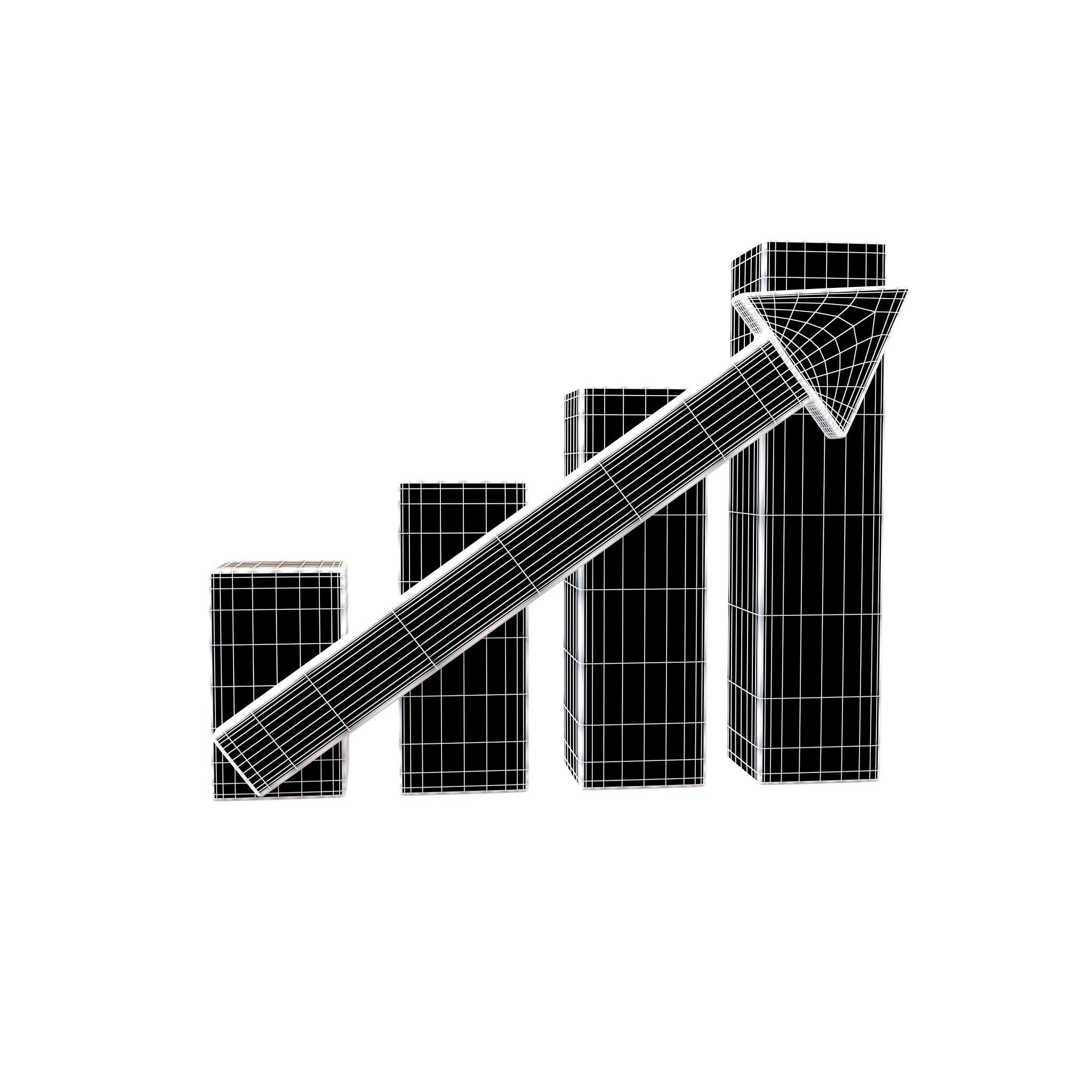 Bar Chart Increase Icon v2 003 Low-poly 3D model_4